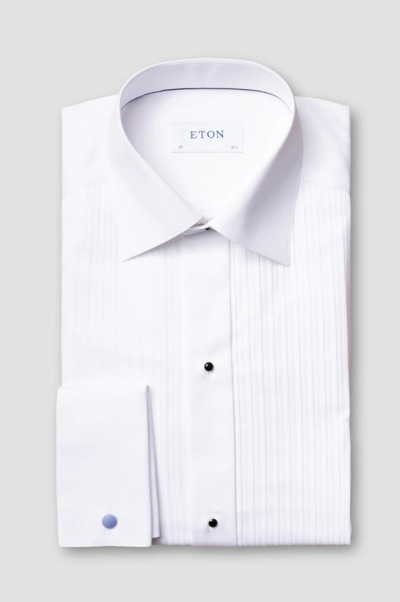 Plissé Tuxedo Shirt, White