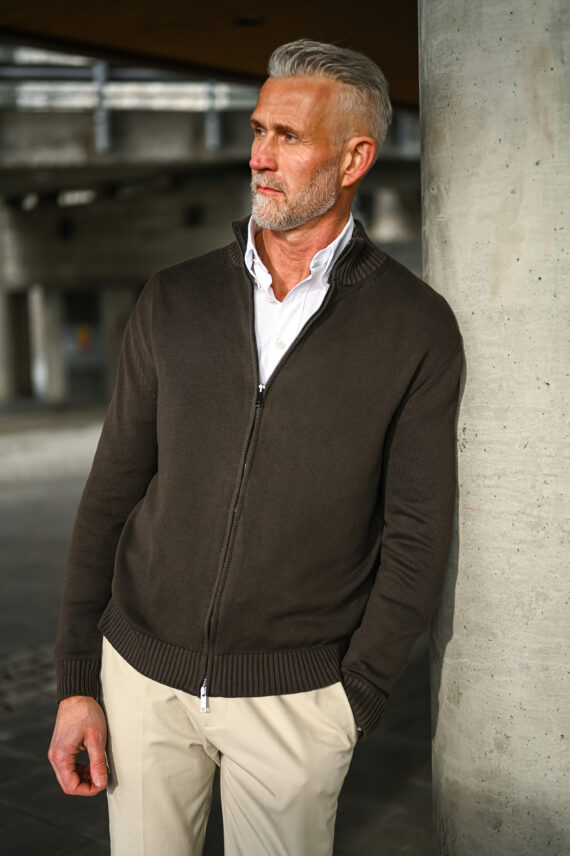 Giacca Zip, Mørk Brun