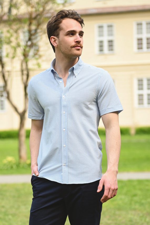 Wesley Shirt SS, Blue Stripe