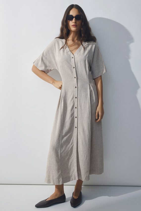 Viana Ginia 2/4 Dress, Sand Melange