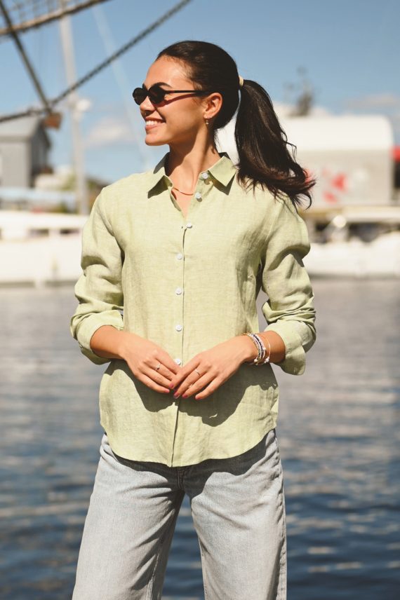Bella Linen Shirt, Lys Grønn