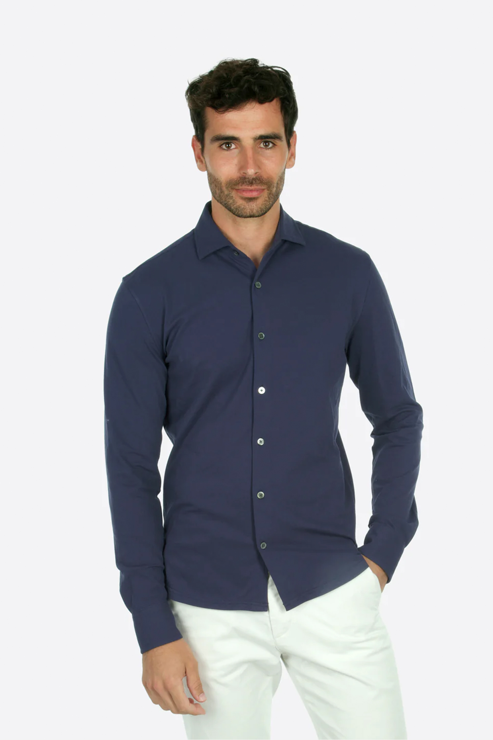 Felix Cotton Pique Shirt, Navy