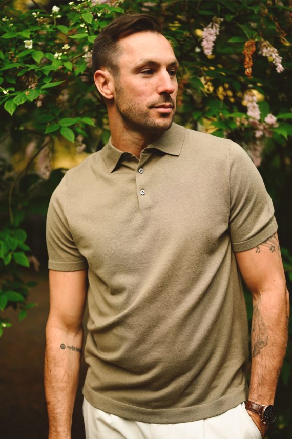 Jacob Strikket Polo, Olive Green