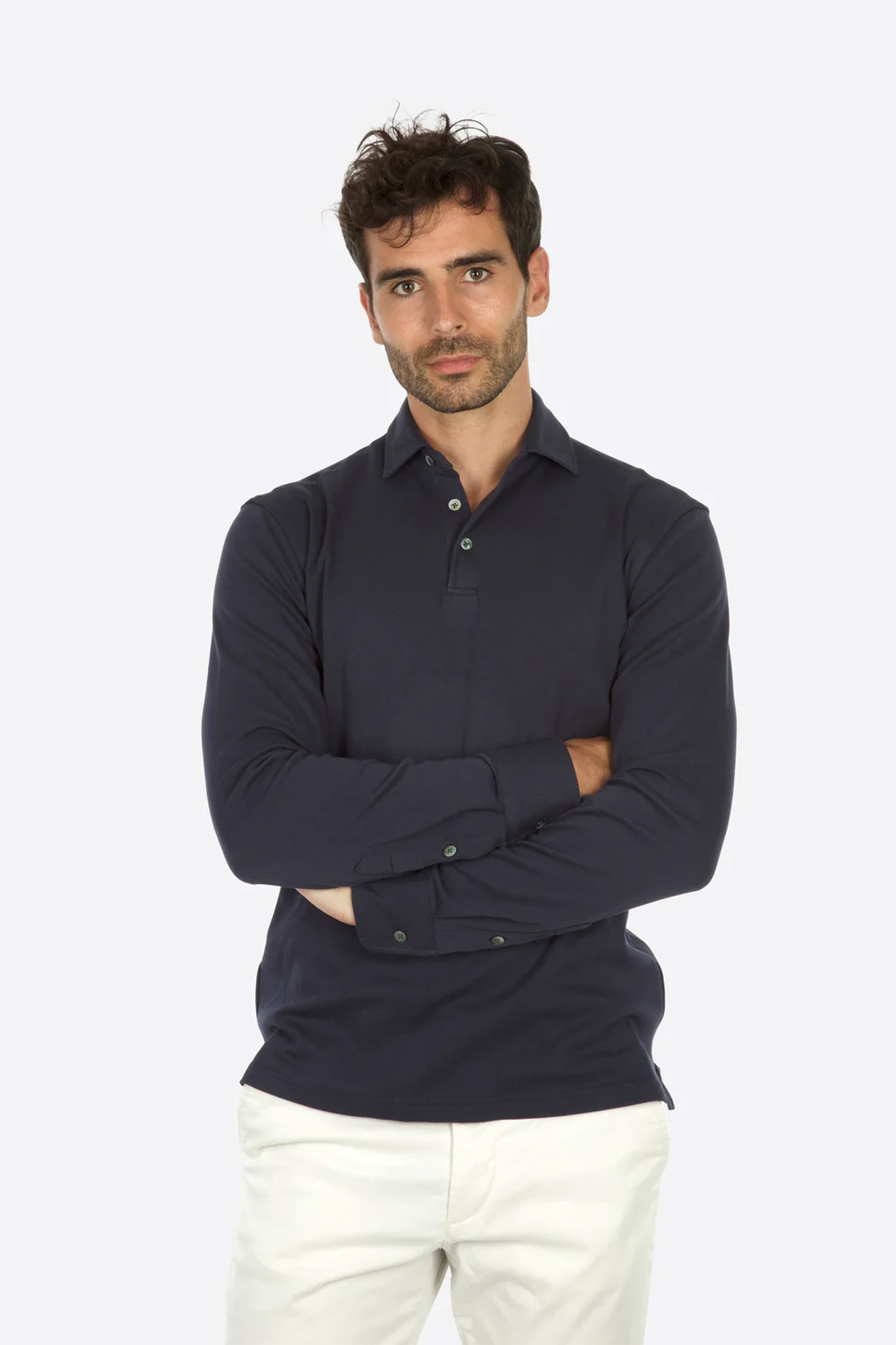 Theo Jersey Long Sleeve Polo, Navy - Bilde 2