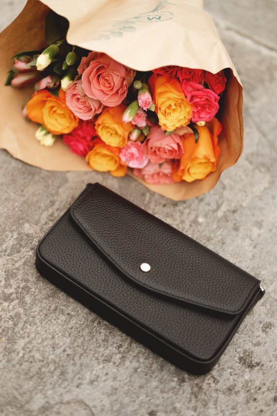 Club Leather Clutch Bag, Noir