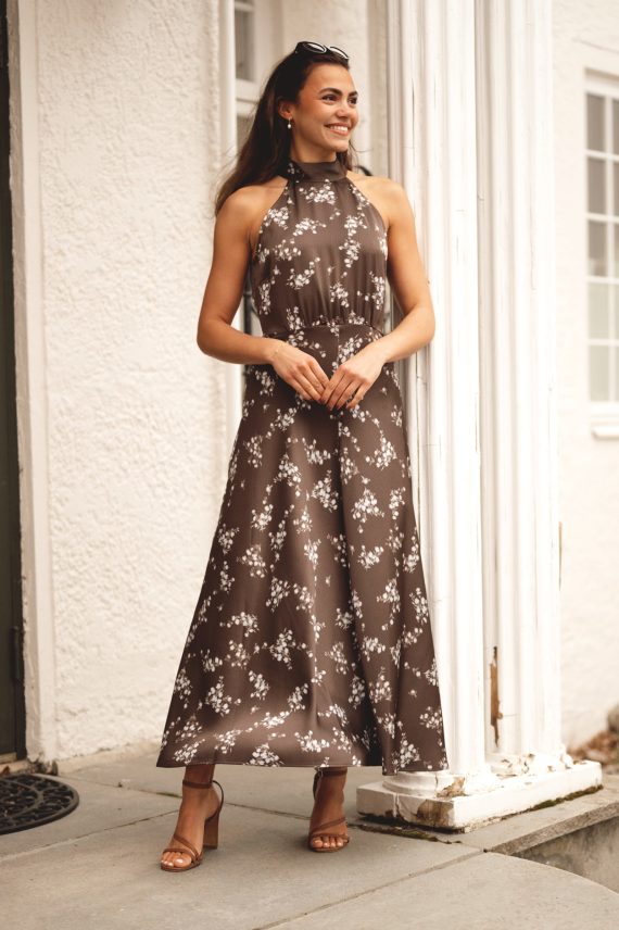 Rheo Dress, Blooming Brown