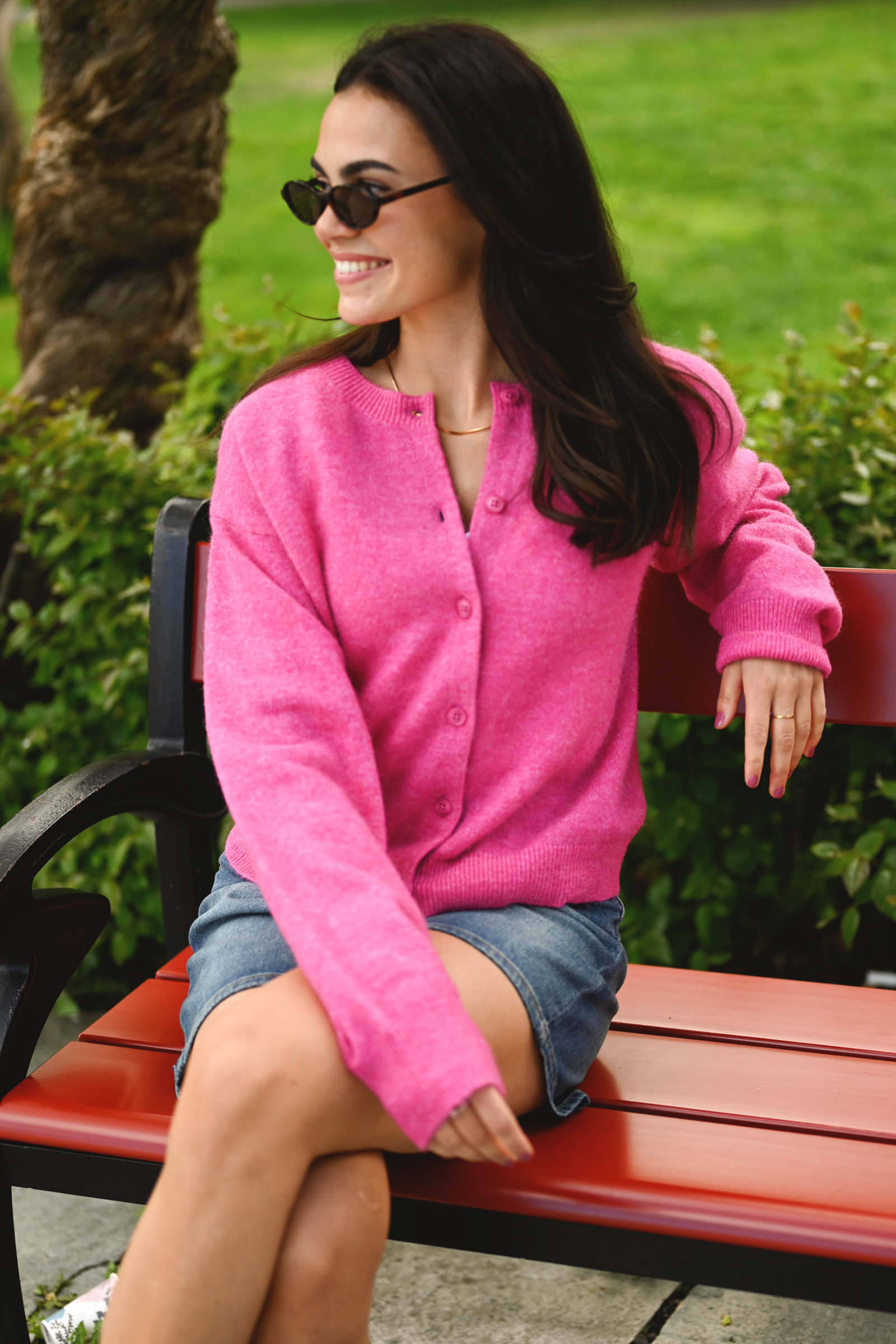 Silja Cardigan, Mørk Rosa