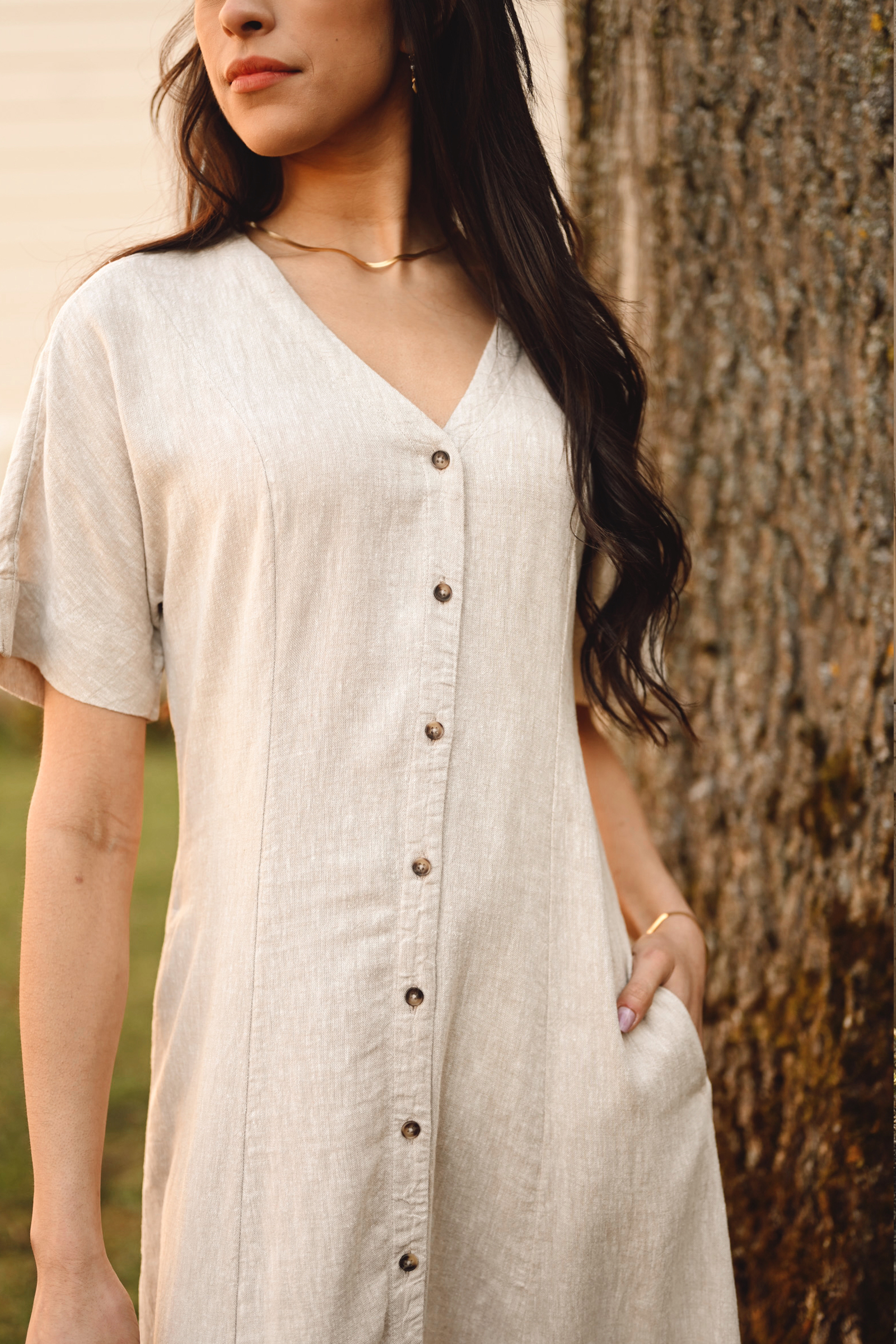 Viana Ginia 2/4 Dress, Sand Melange - Bilde 3