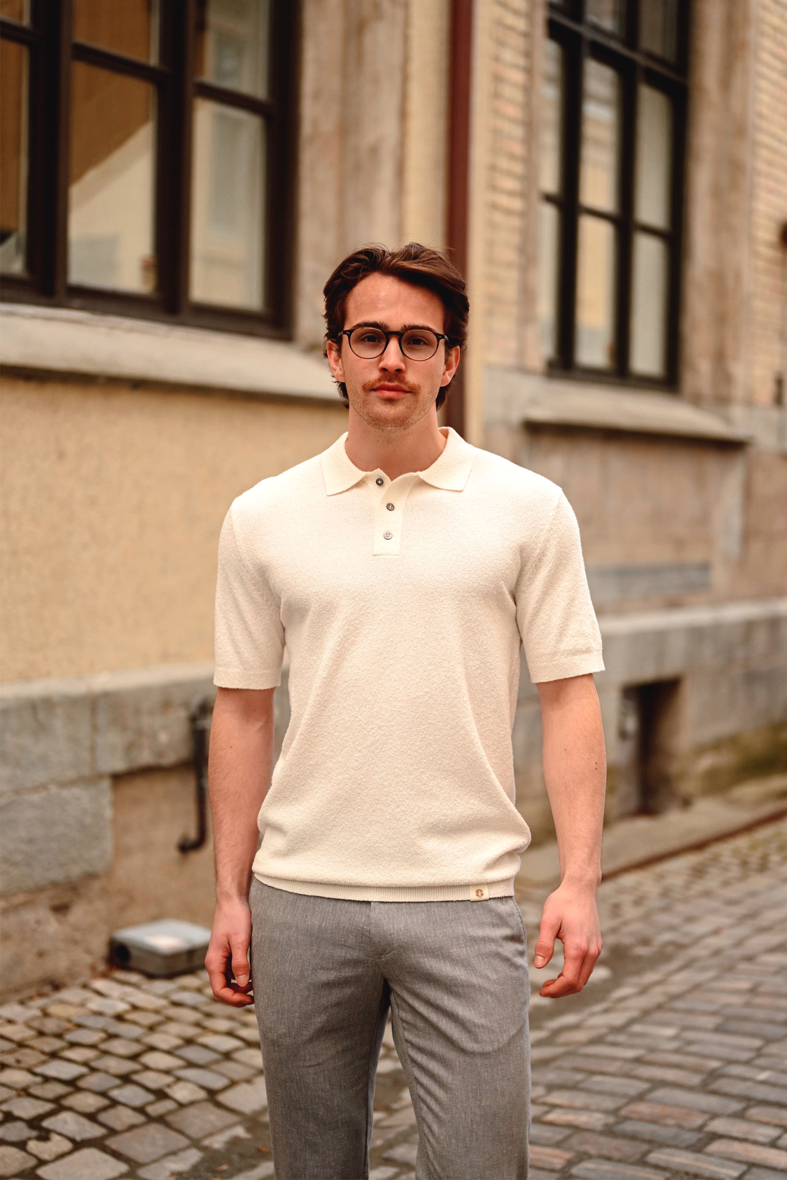 MMGKyle Bouclé Polo, Ecru