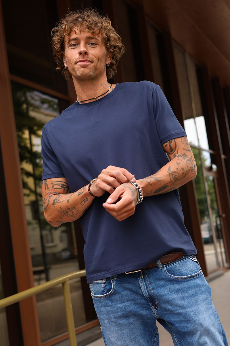Organic Cotton Crew Tee, Navy