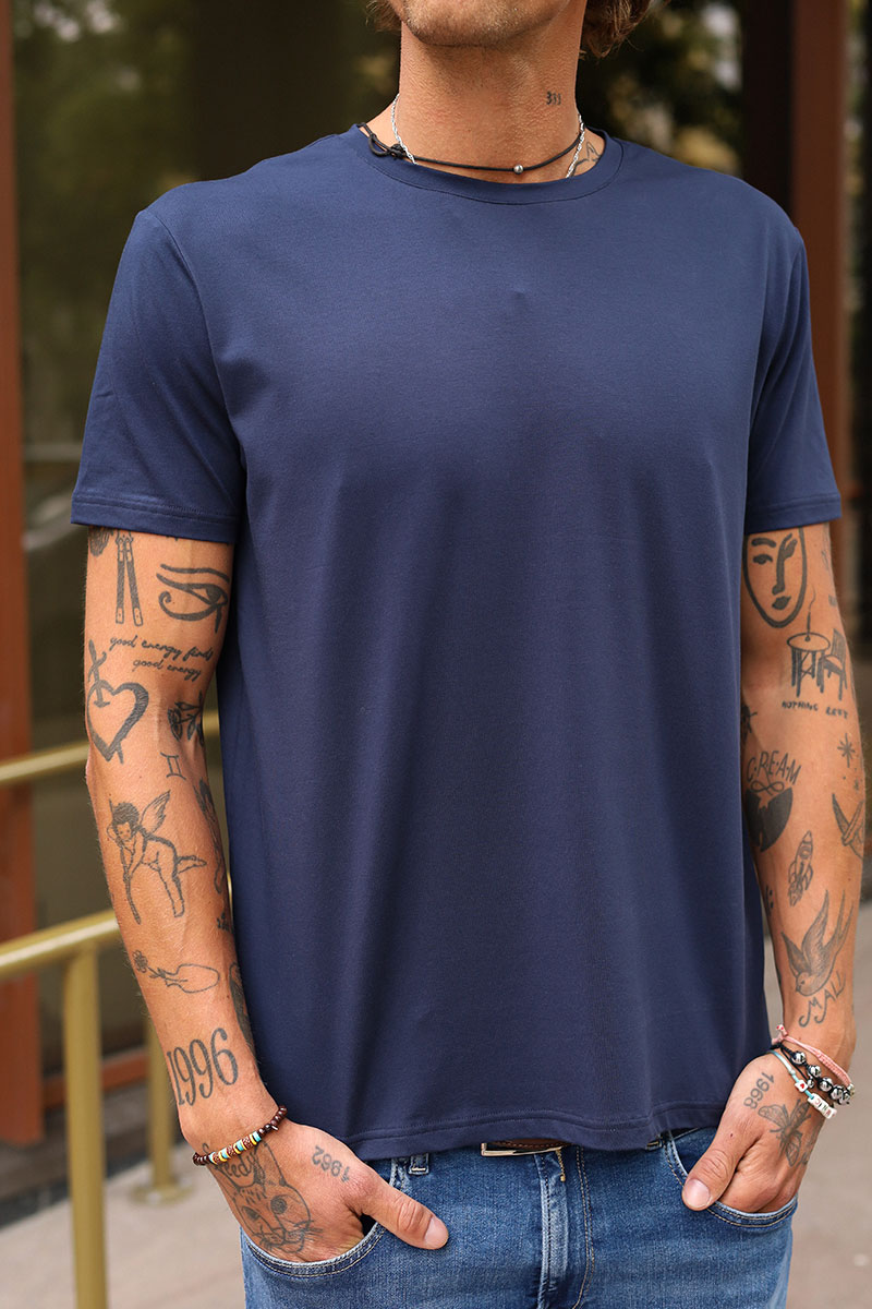 Organic Cotton Crew Tee, Navy - Bilde 3