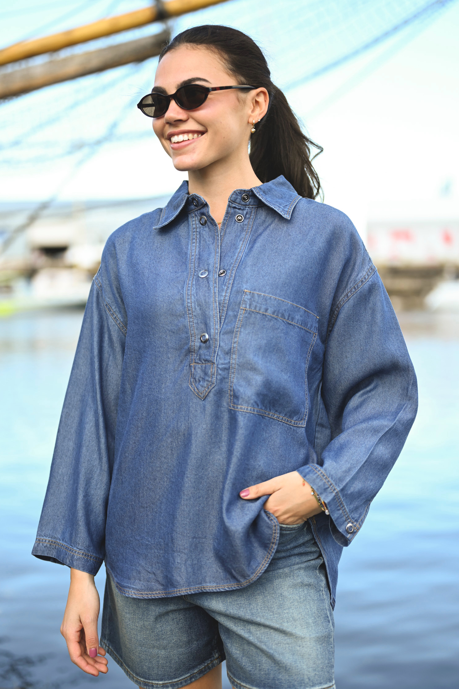 PhilipaIW Shirt, Medium Blue - Bilde 3