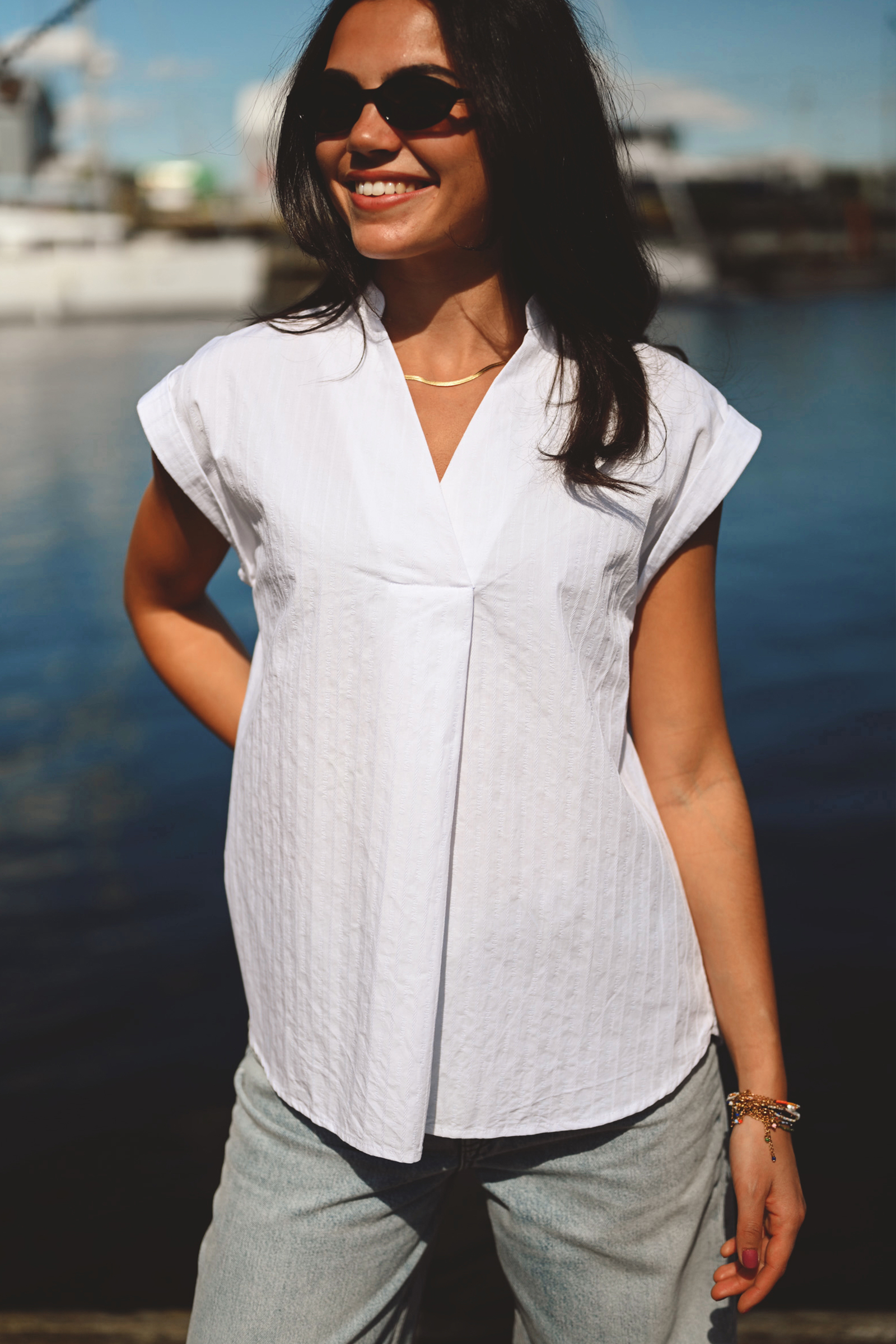 Satina SS Shirt, White - Bilde 2