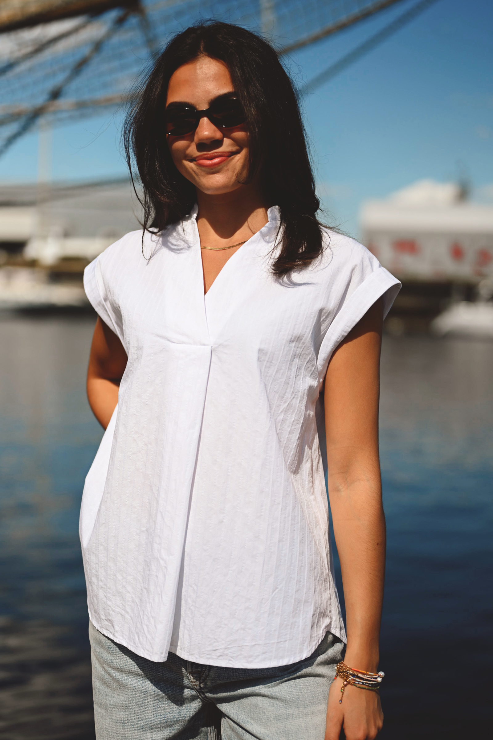 Satina SS Shirt, White - Bilde 6