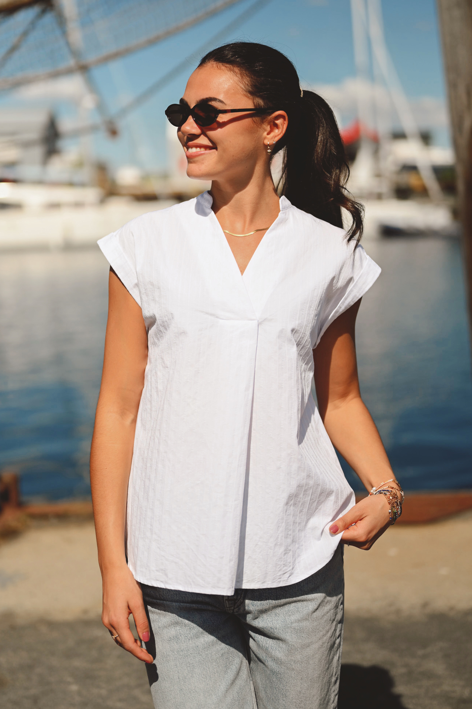 Satina SS Shirt, White