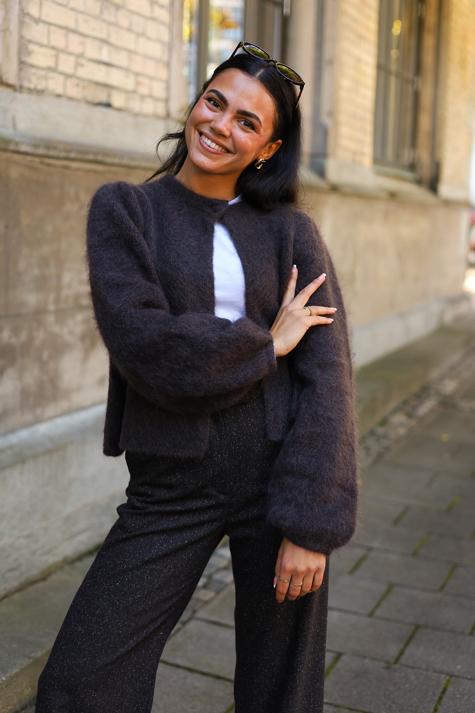 Amelia Chunky Cardigan, Dark Brown - Bilde 2