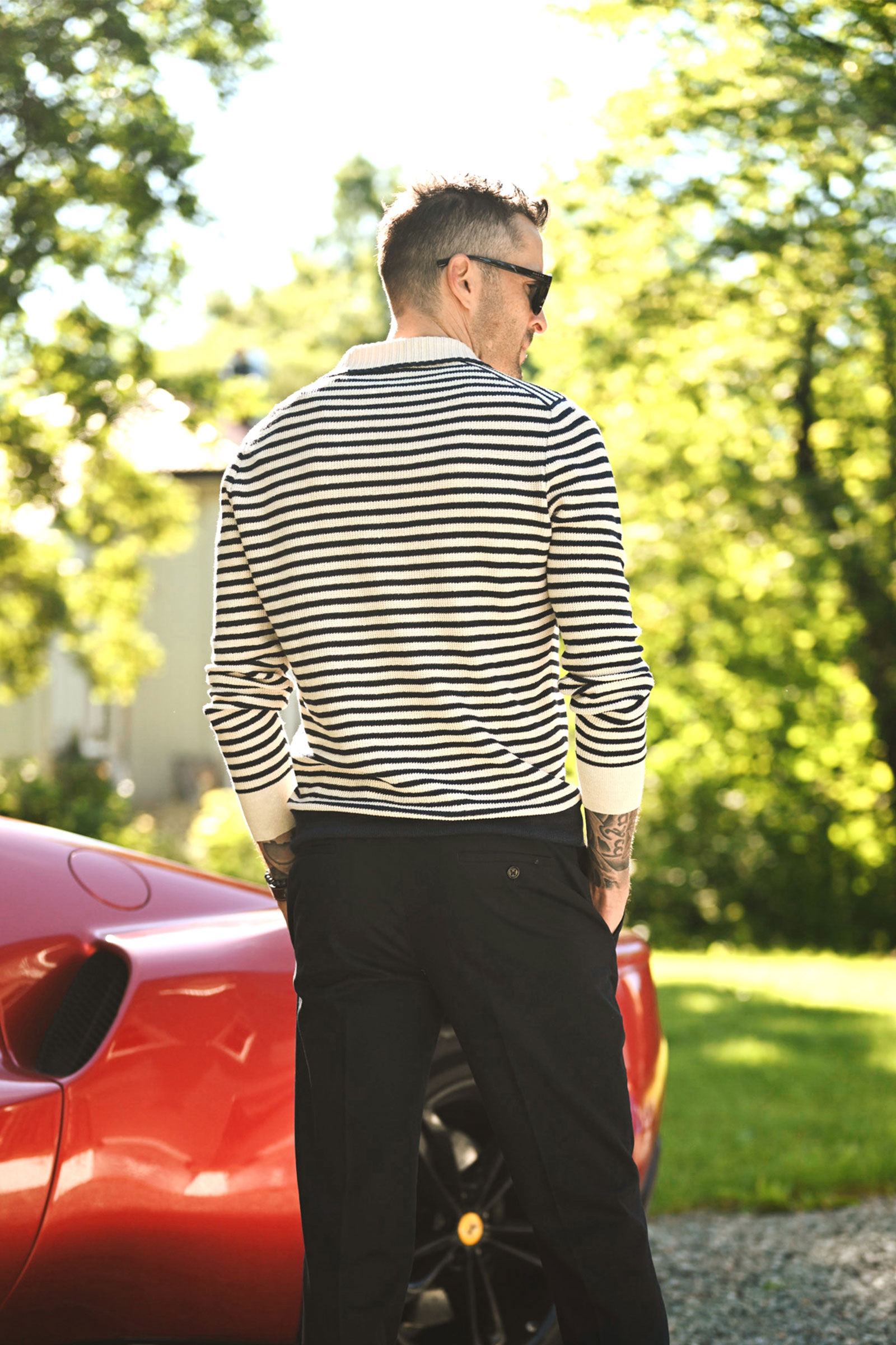 Striped Knitted Skipper Polo, Off-White/Blue - Bilde 6