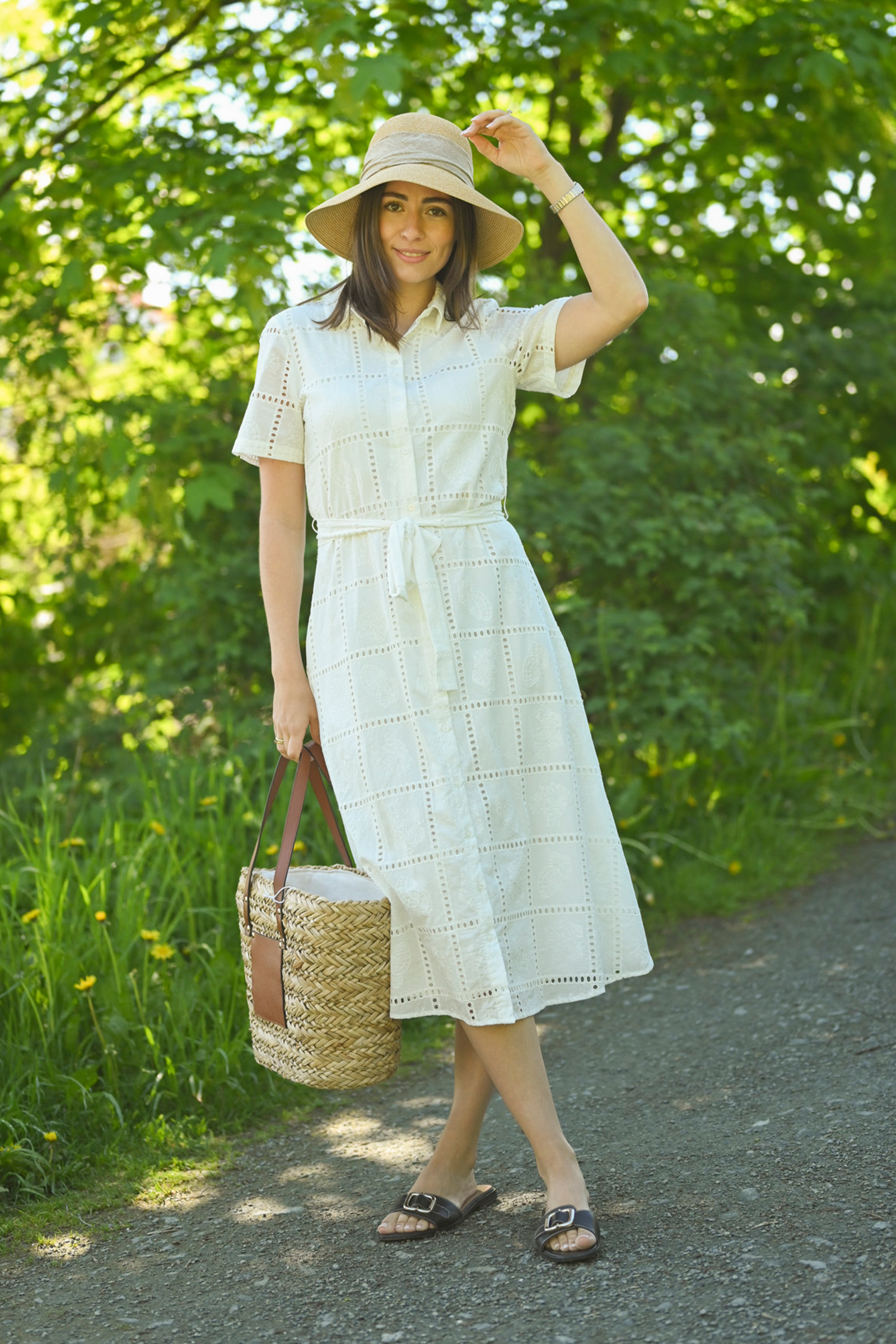 Lea 2/4 Shirt Dress, Egret