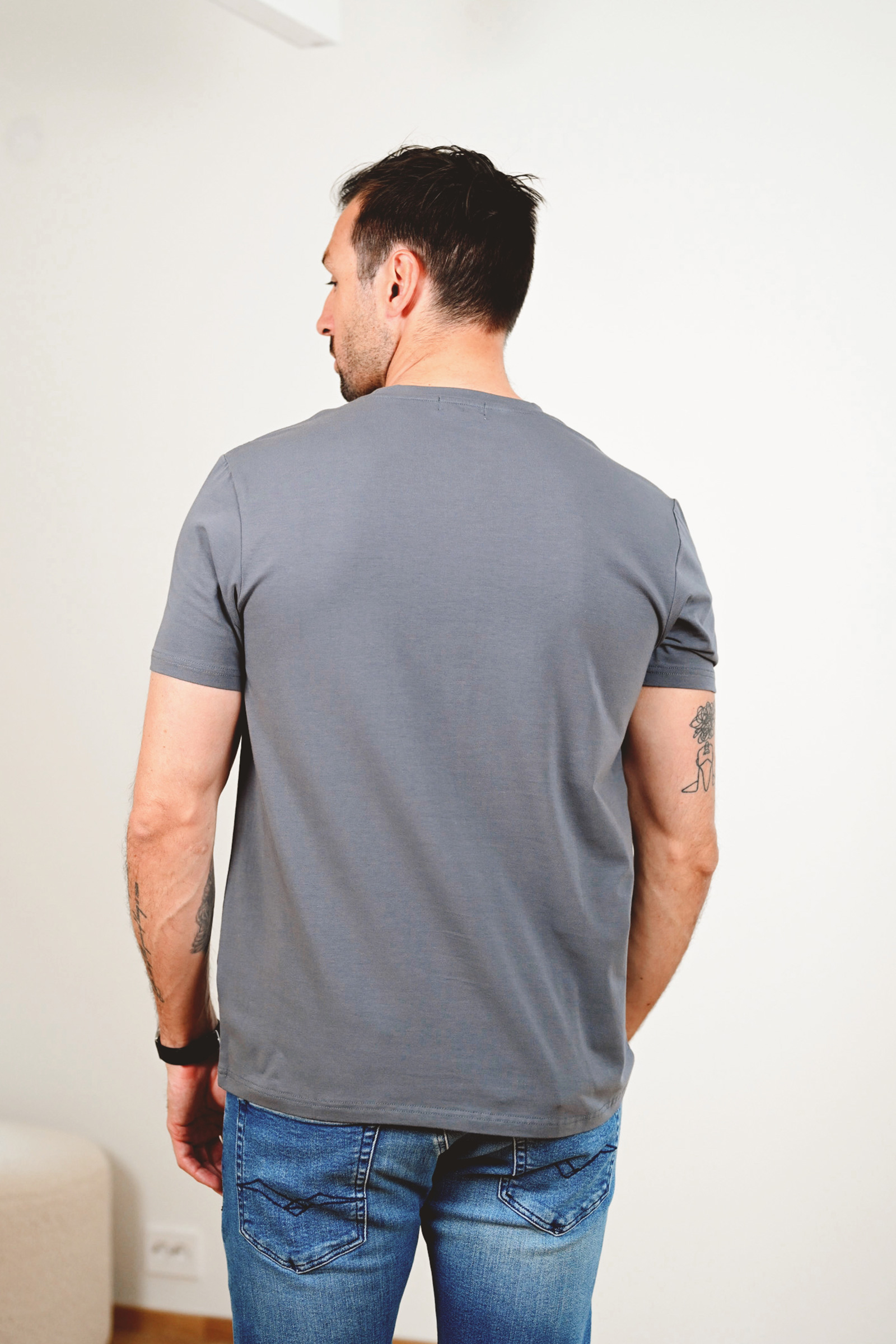 Organic Cotton Crew Tee, Steel Grey - Bilde 4