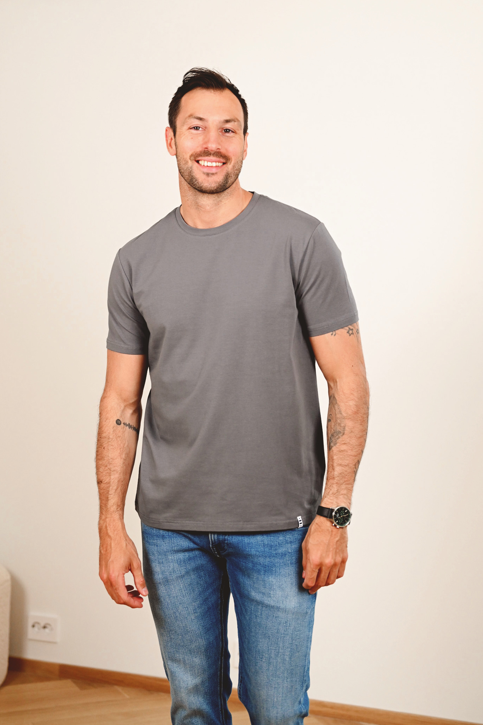 Organic Cotton Crew Tee, Steel Grey - Bilde 3