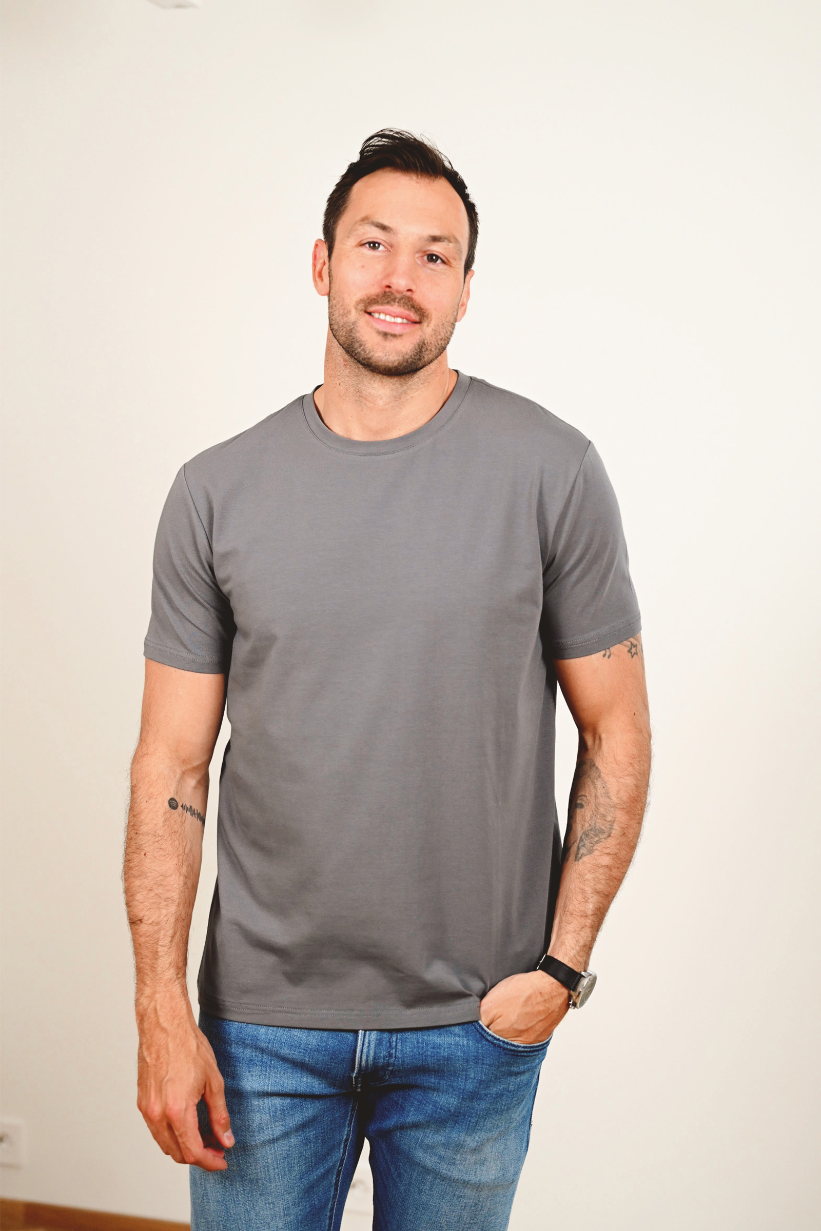 Organic Cotton Crew Tee, Steel Grey - Bilde 2