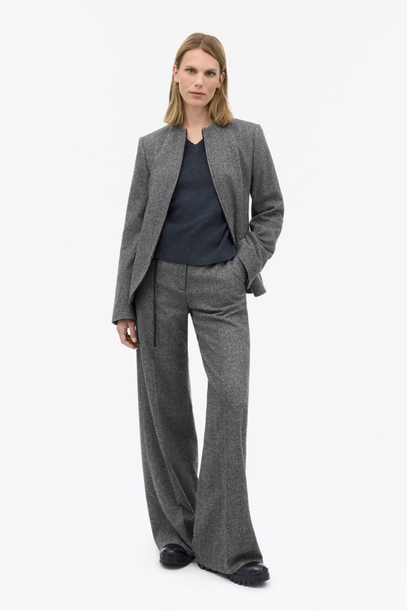 Ellis Brushed Wool Trousers, Grey