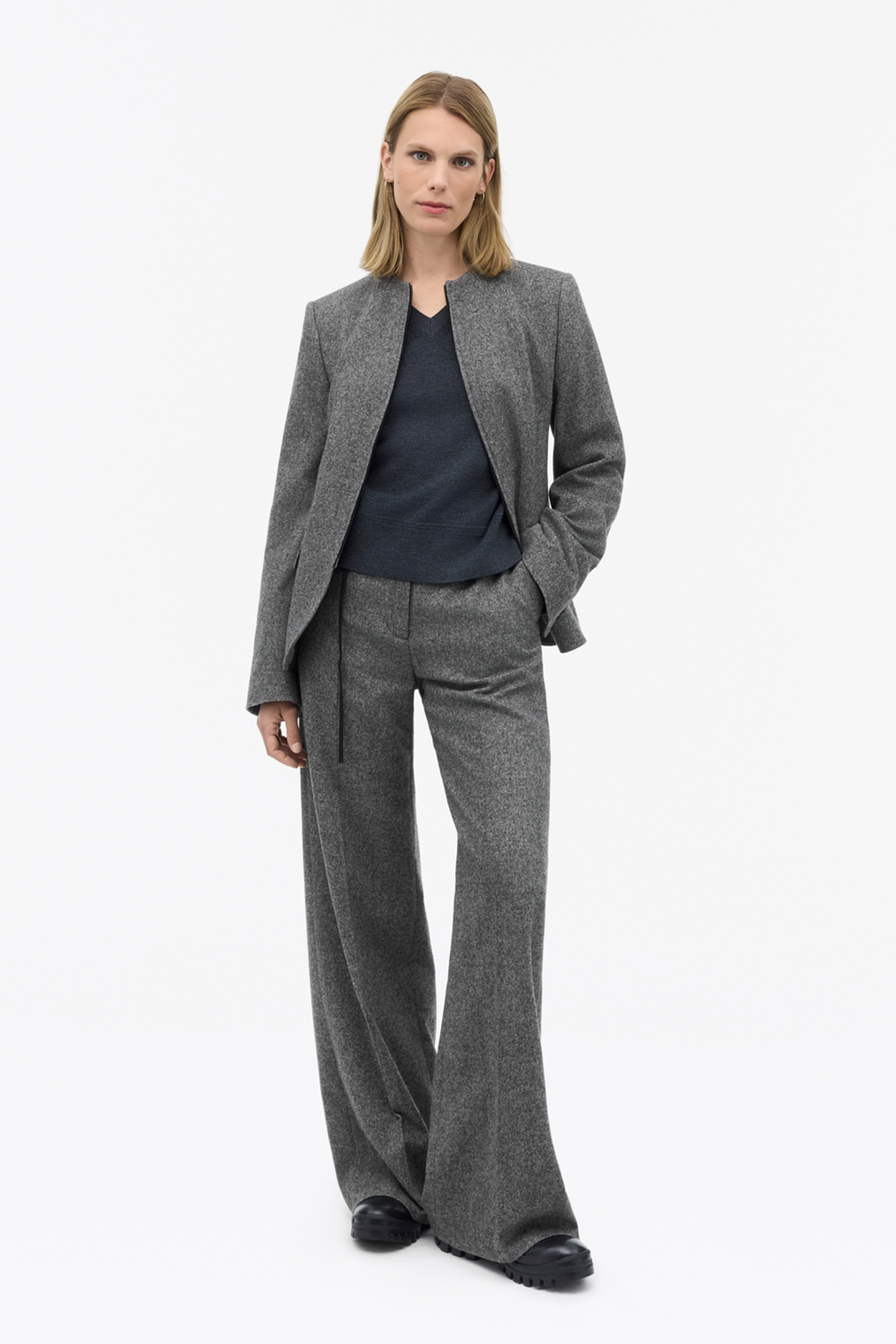 Ellis Brushed Wool Trousers, Grey