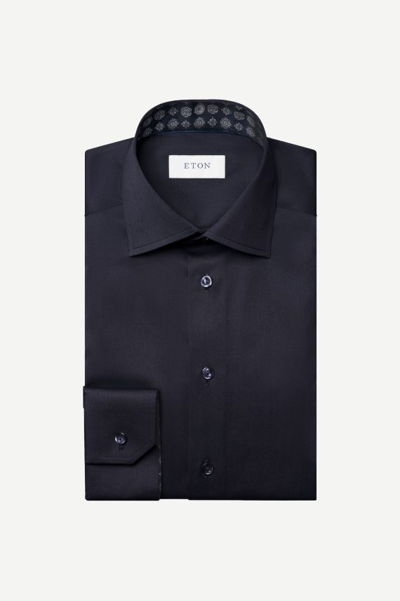 Geometric Effect Signature Twill Shirt, Mørk Blå