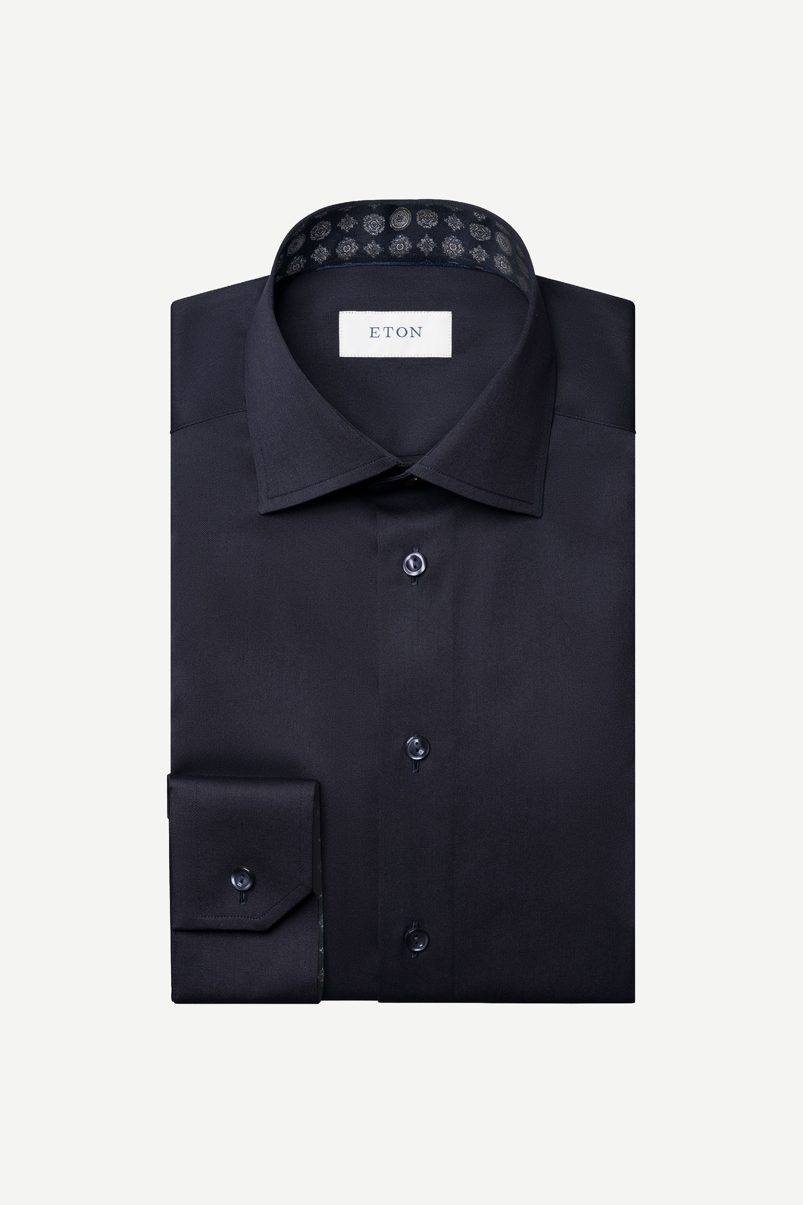 Geometric Effect Signature Twill Shirt, Mørk Blå