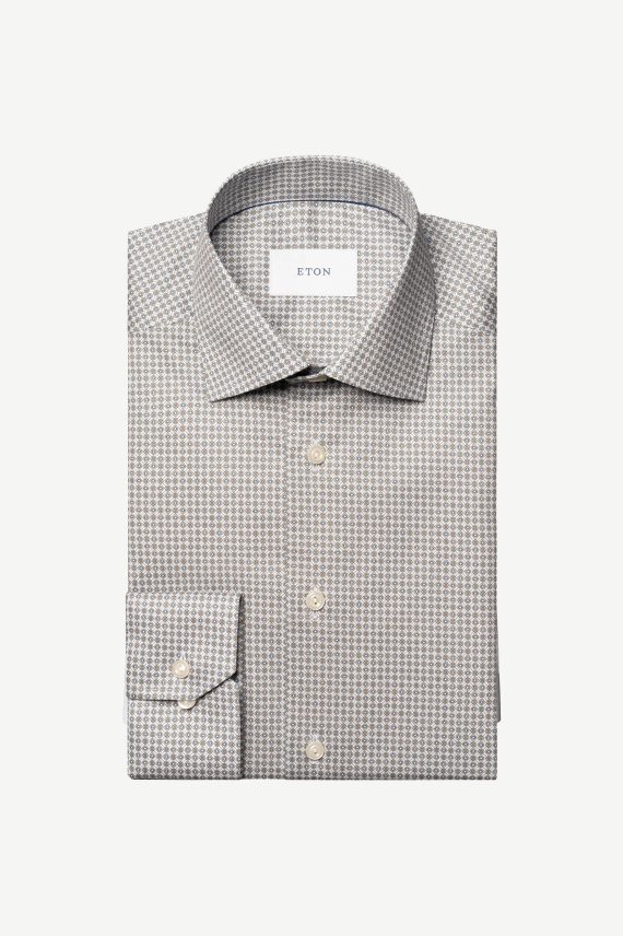 Micro Print Signature Twill Shirt, Brun