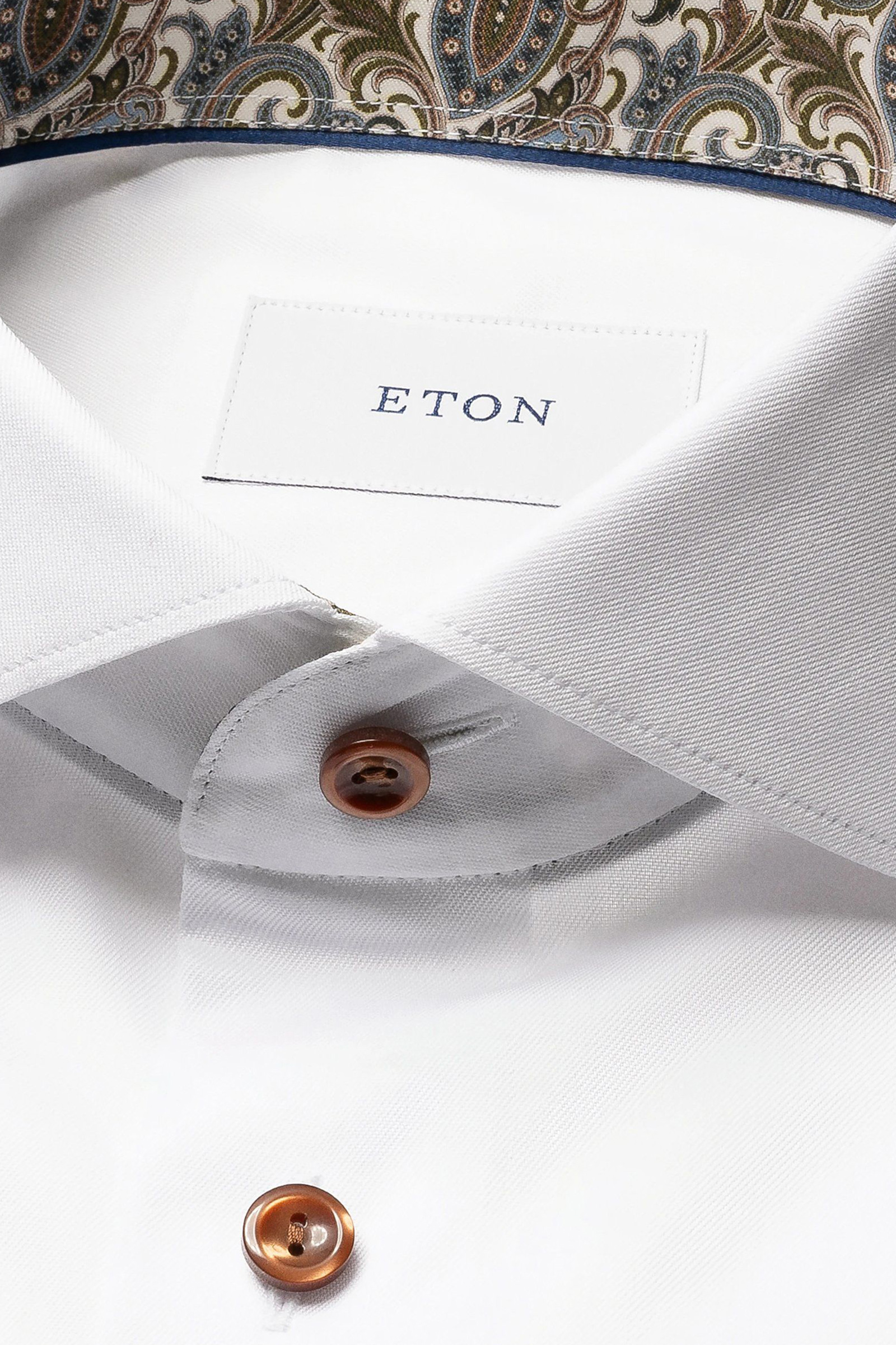 Paisley Effect Signature Twill Shirt Slim, Hvit - Bilde 3