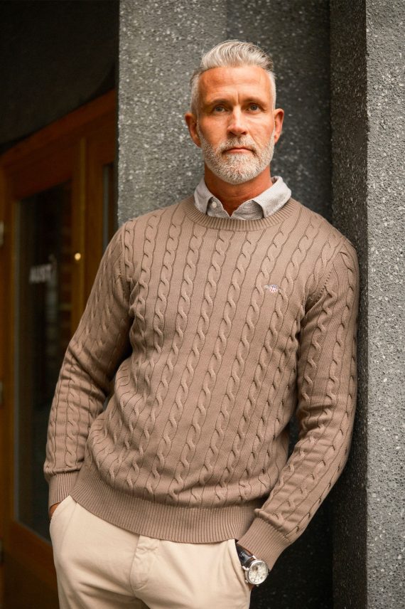 Classic Cable Knit Sweater, Faded Taupe