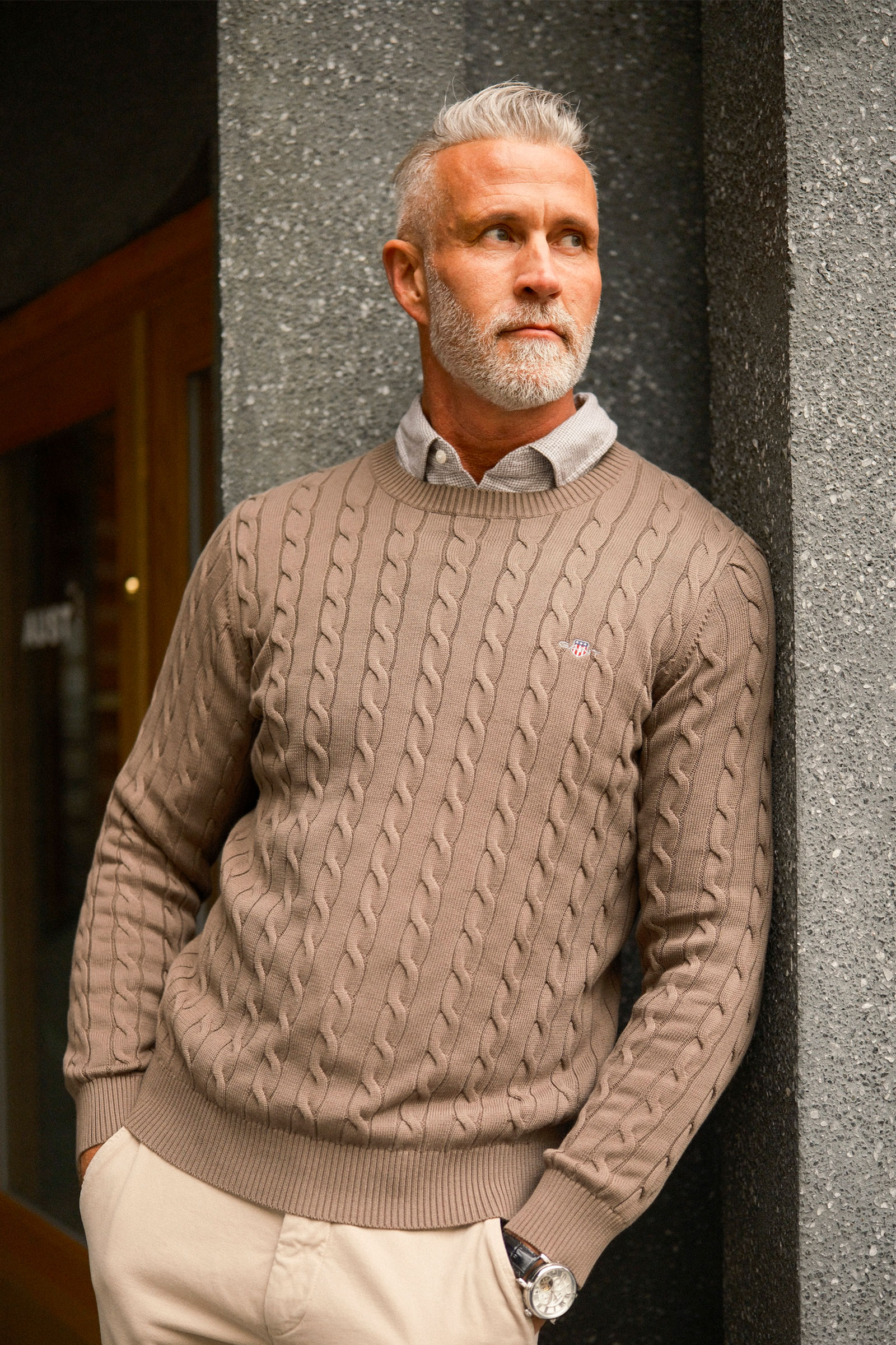 Classic Cable Knit Sweater, Faded Taupe - Bilde 4