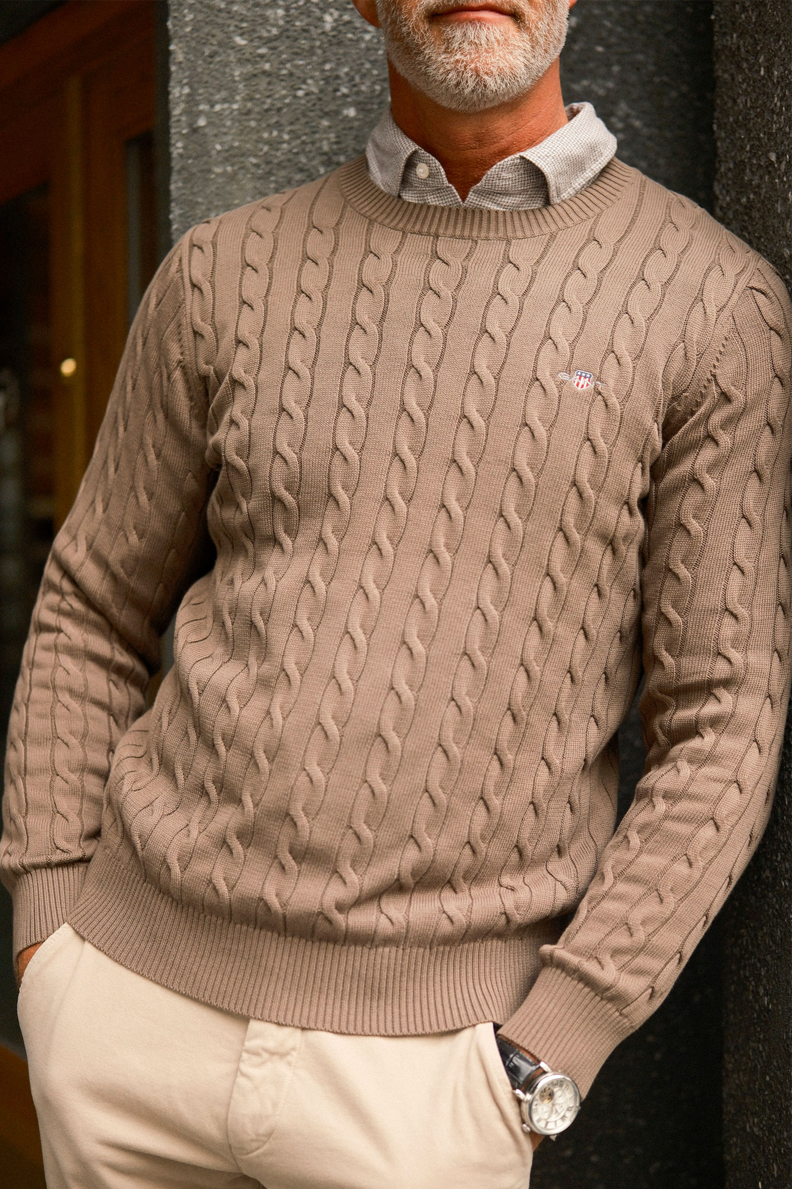 Classic Cable Knit Sweater, Faded Taupe - Bilde 5