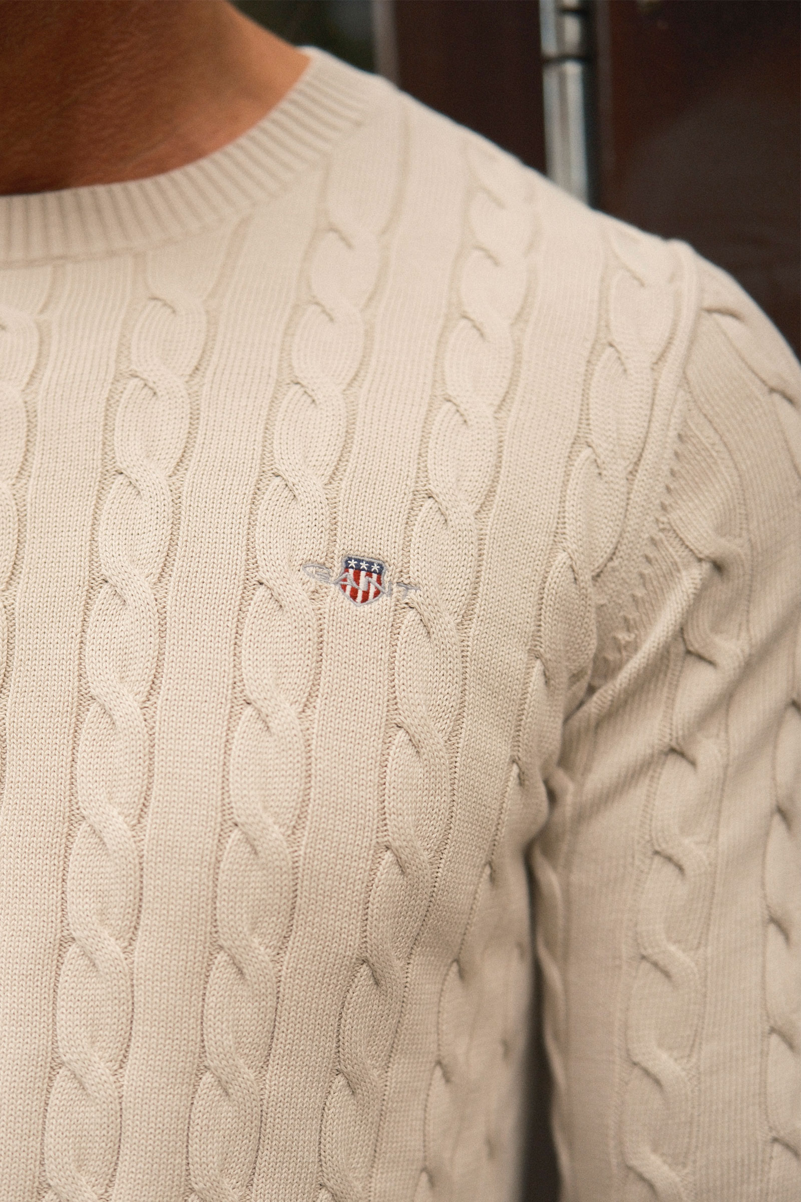 Classic Cable Knit Sweater, Light Beige - Bilde 5