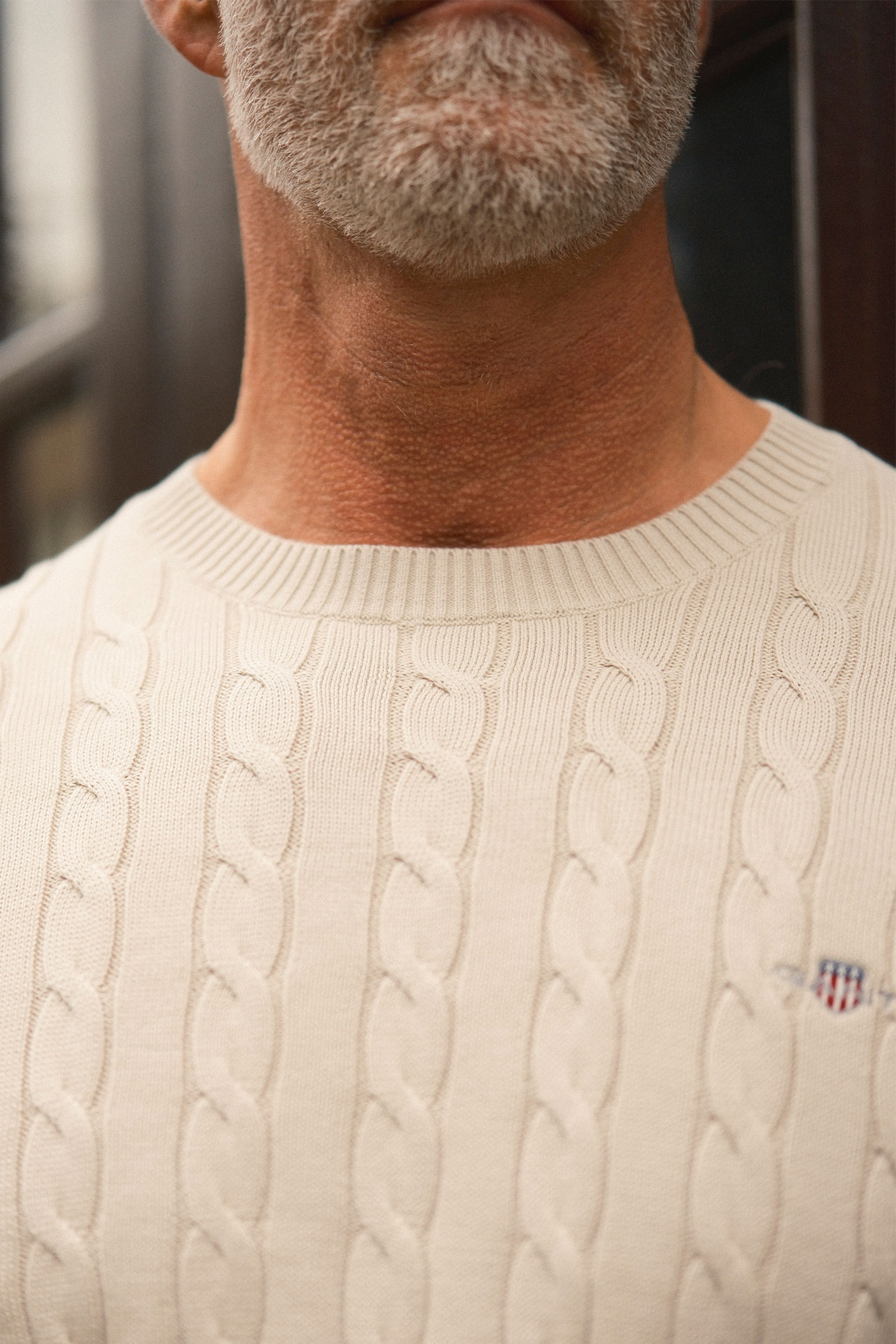 Classic Cable Knit Sweater, Light Beige - Bilde 6