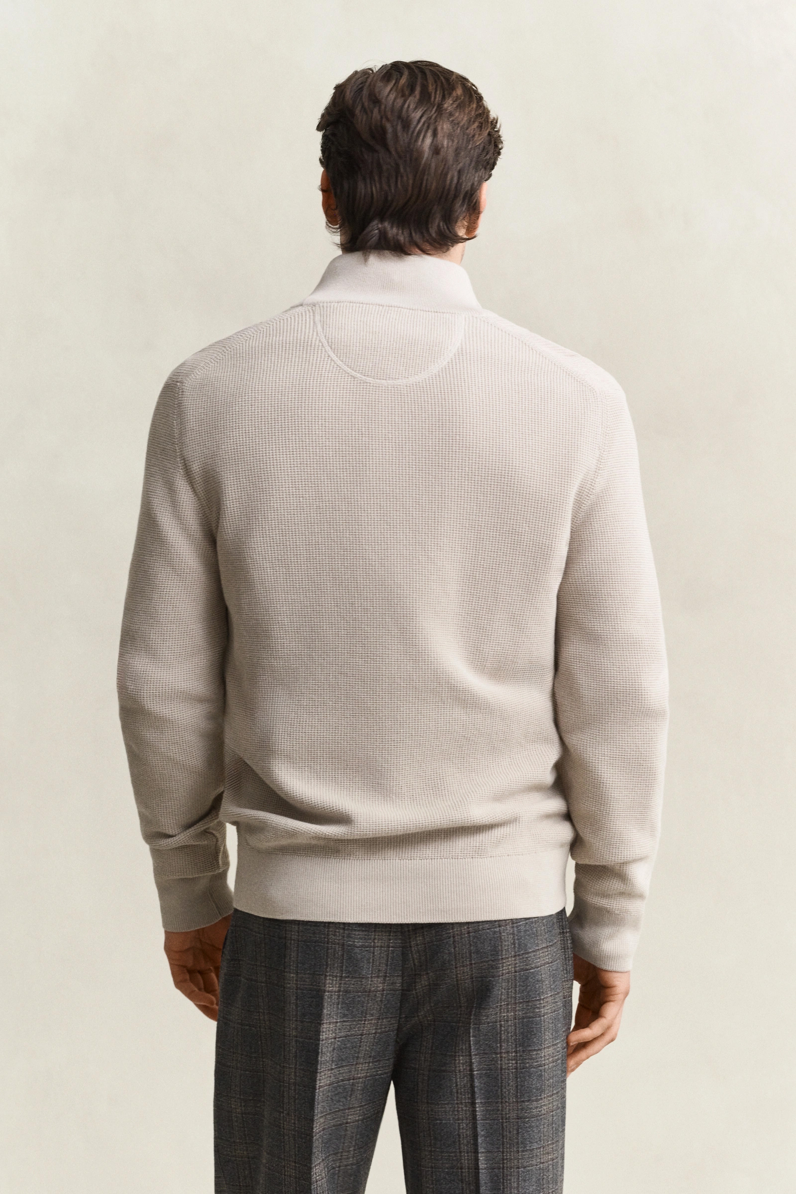 Waffle Knit Half-Zip, Clay Beige - Bilde 2
