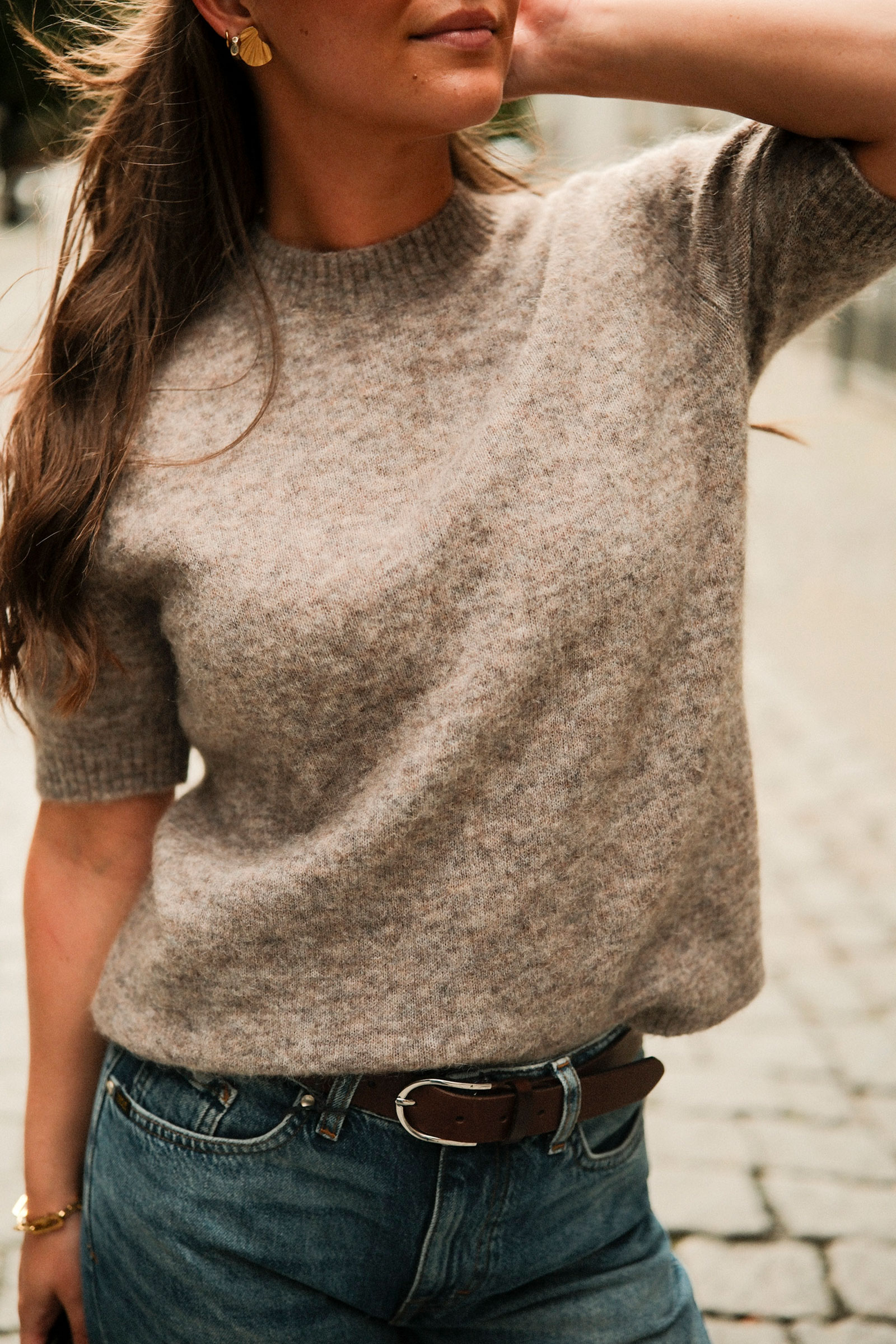 May Mohair Wool T-Shirt, Beige - Bilde 3