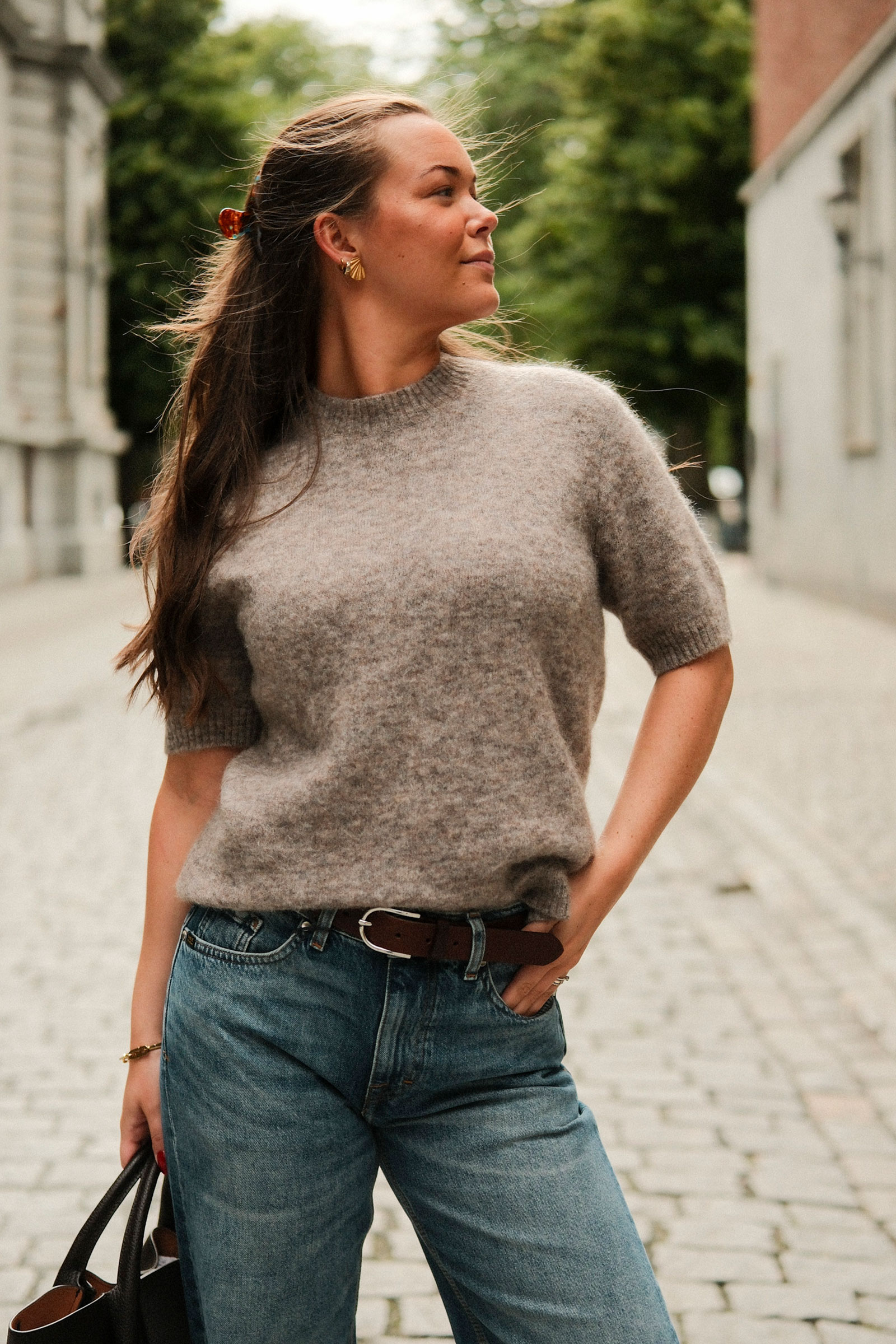 May Mohair Wool T-Shirt, Beige