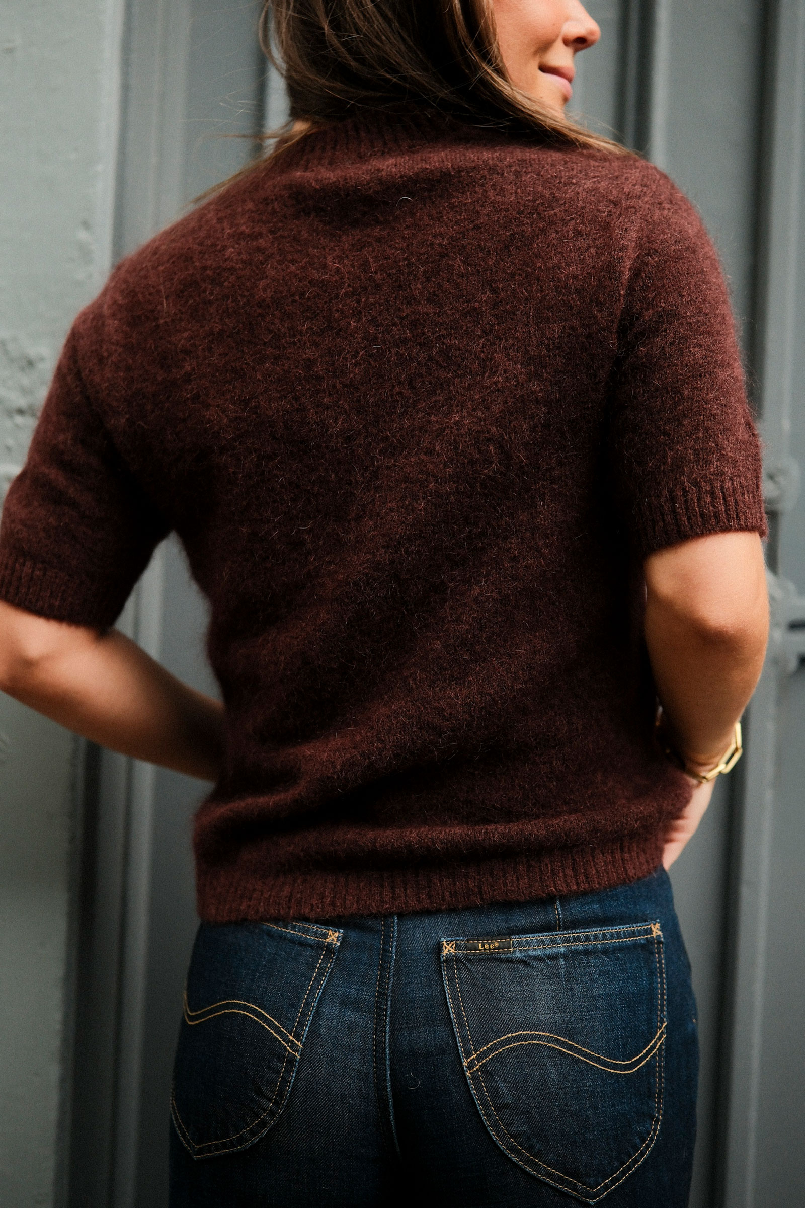 May Mohair Wool T-Shirt, Burgundy - Bilde 8
