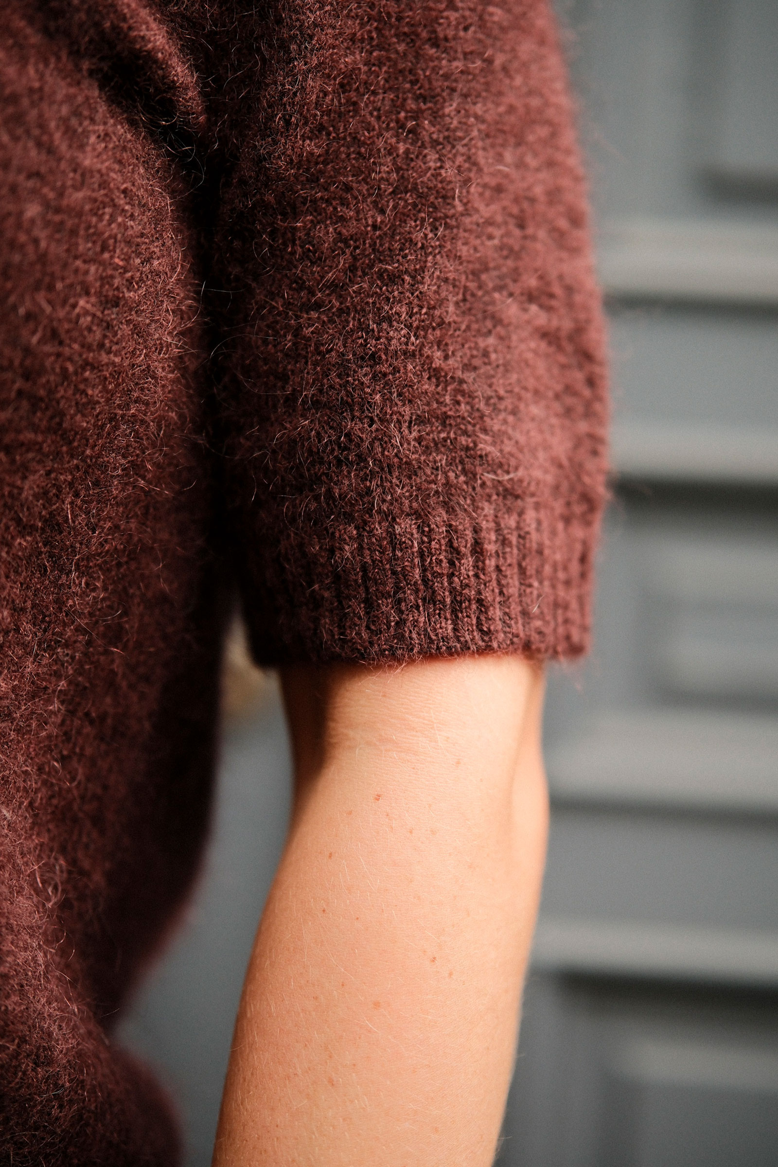 May Mohair Wool T-Shirt, Burgundy - Bilde 6