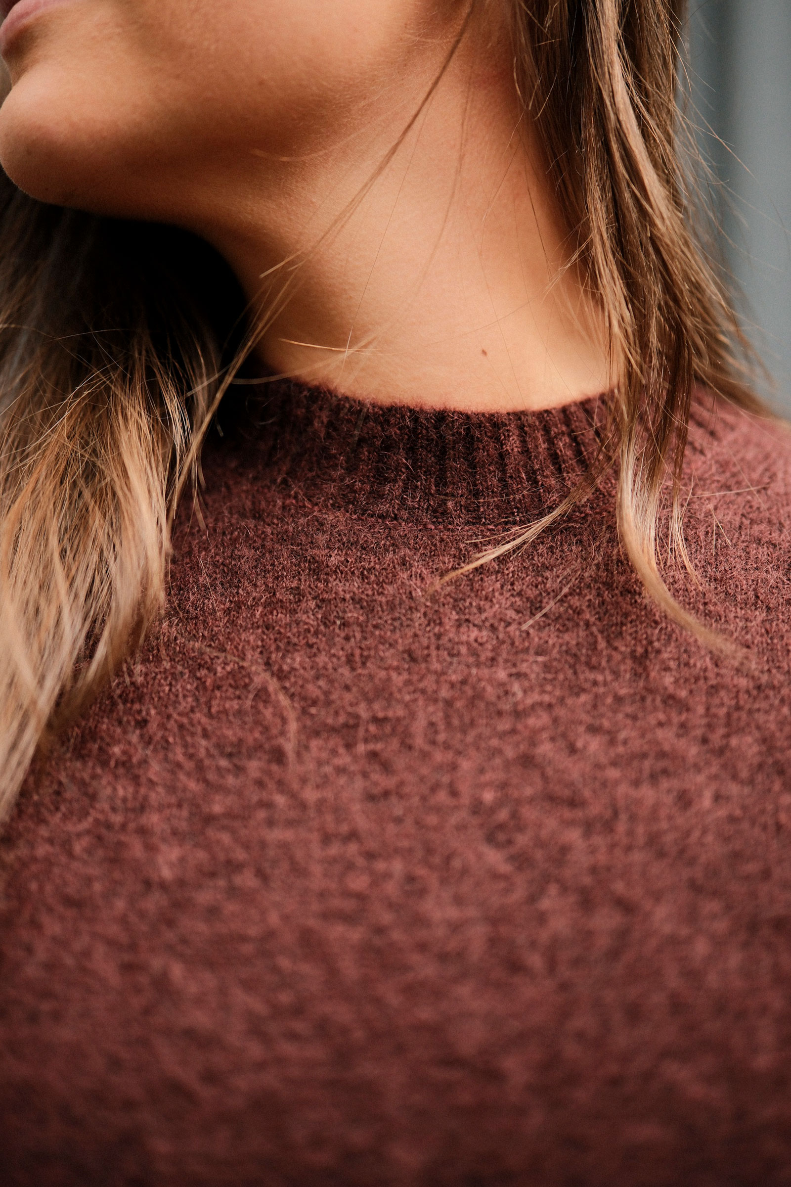 May Mohair Wool T-Shirt, Burgundy - Bilde 5