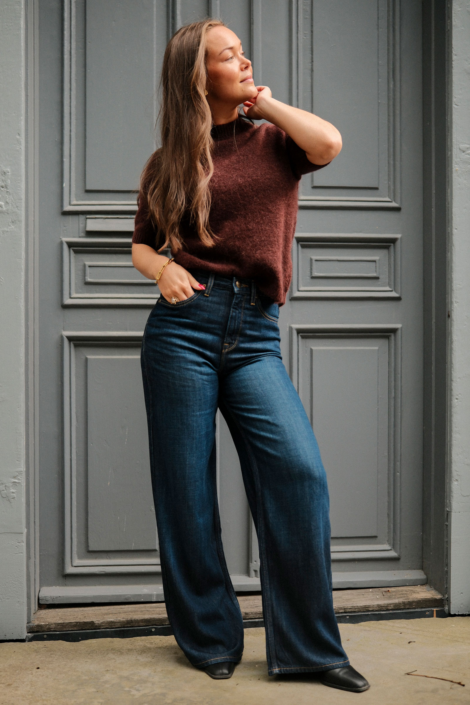 May Mohair Wool T-Shirt, Burgundy - Bilde 4