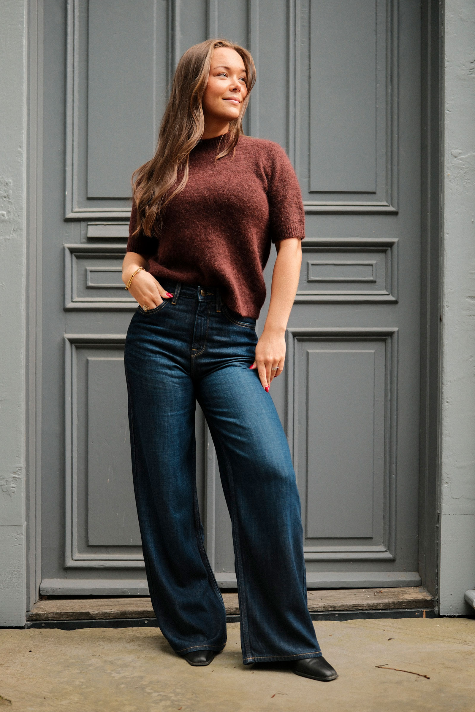 May Mohair Wool T-Shirt, Burgundy - Bilde 2