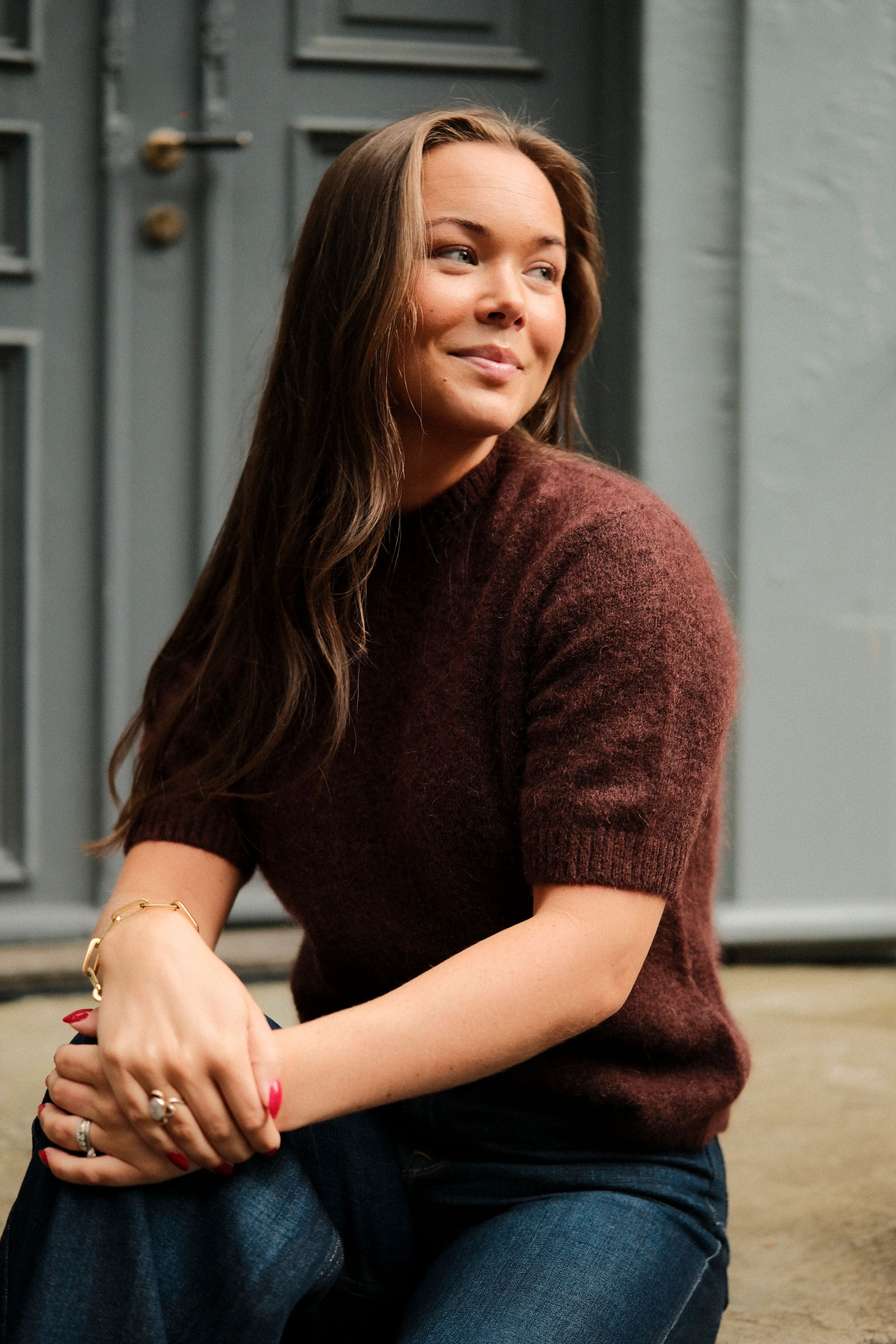 May Mohair Wool T-Shirt, Burgundy - Bilde 3