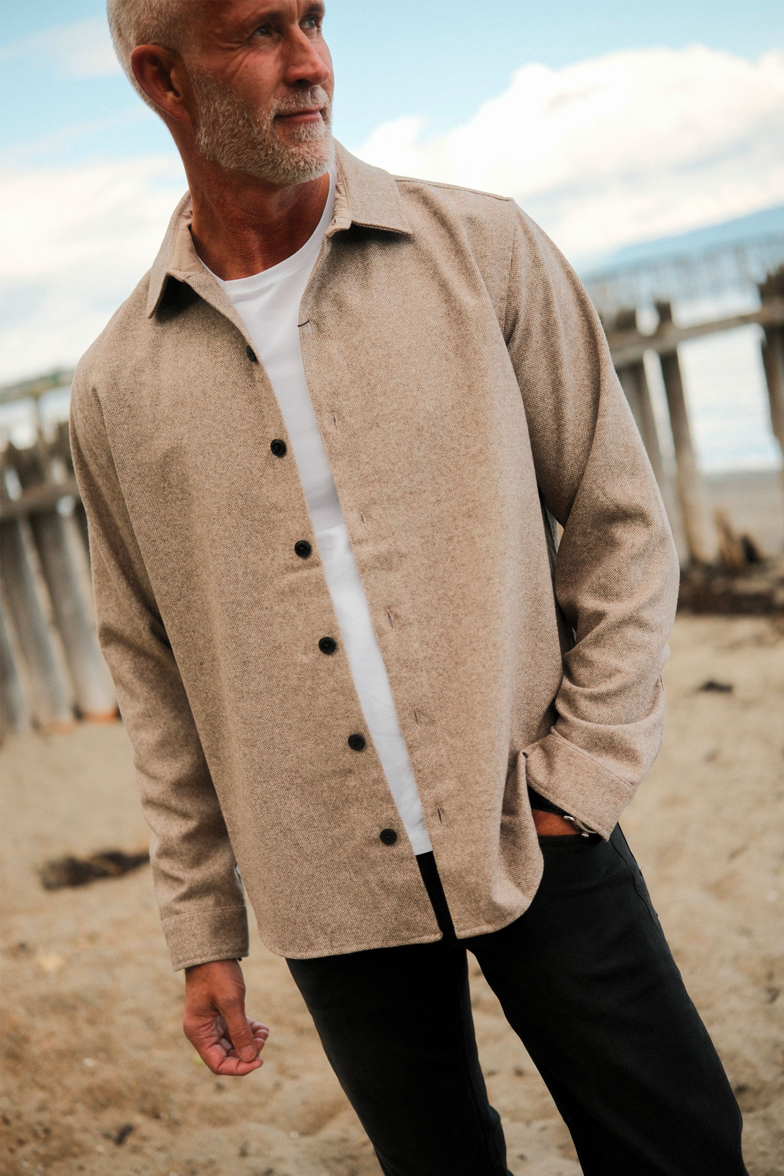 Oskar Wool Shirt, Sand - Bilde 2