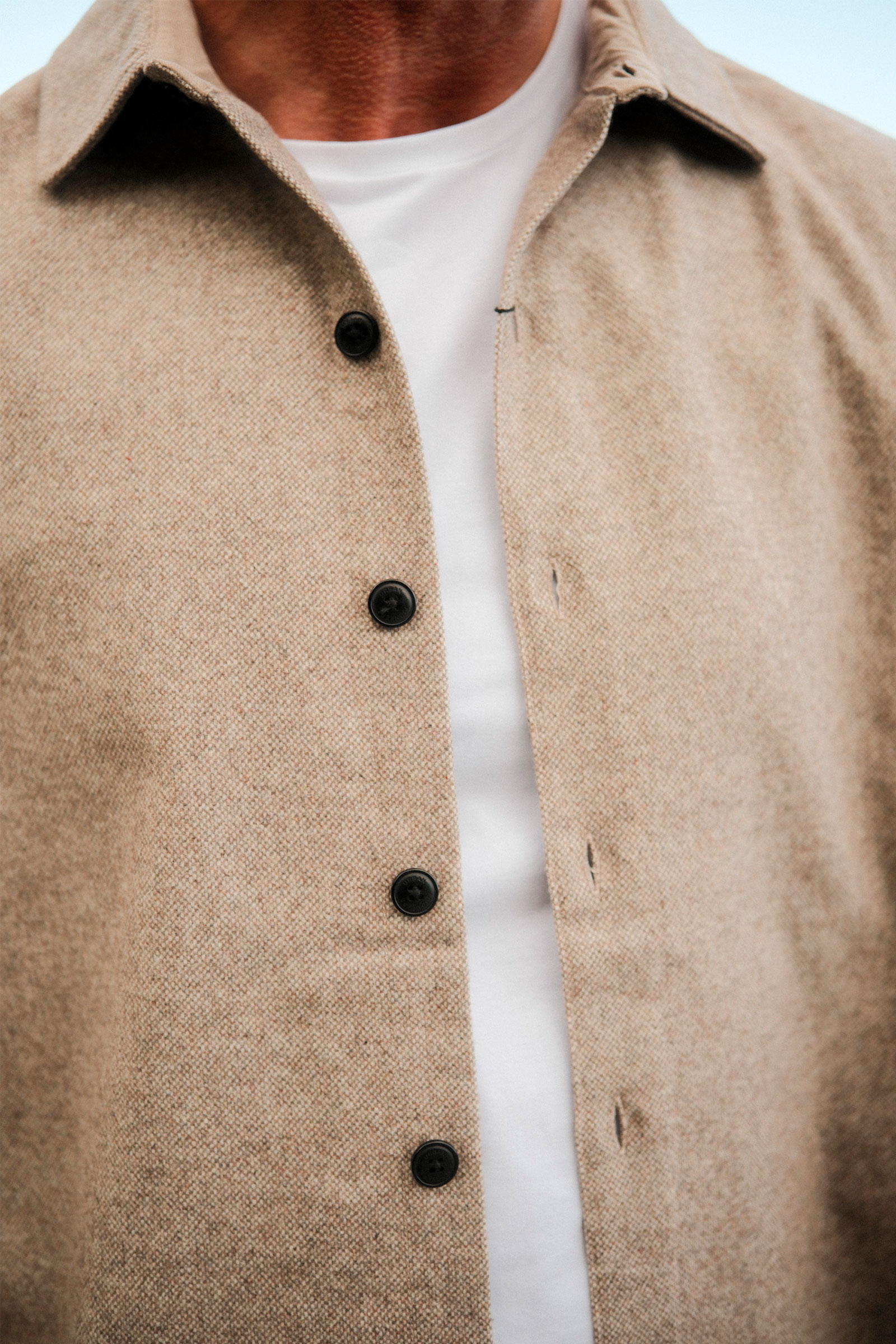 Oskar Wool Shirt, Sand - Bilde 3