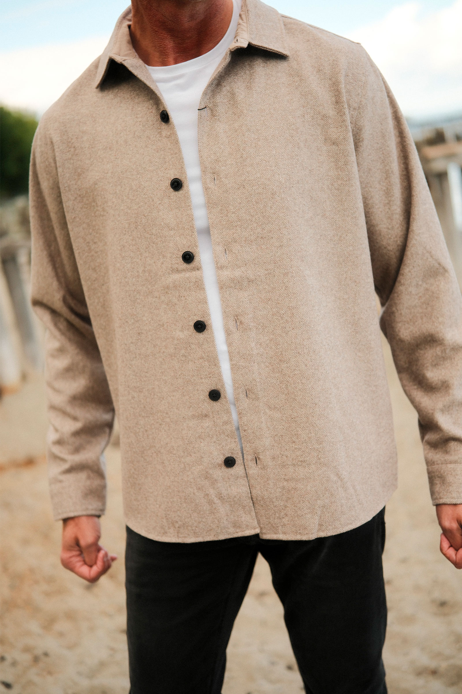 Oskar Wool Shirt, Sand - Bilde 4
