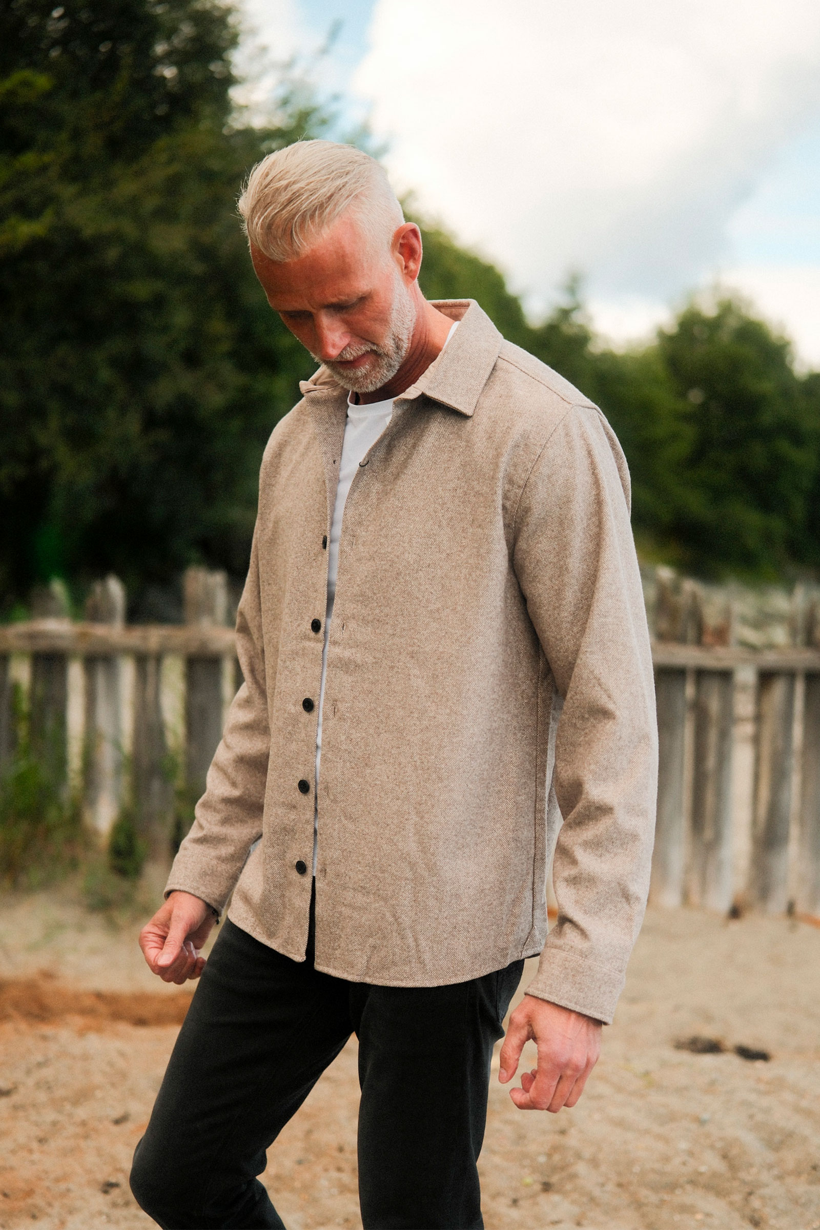 Oskar Wool Shirt, Sand - Bilde 5