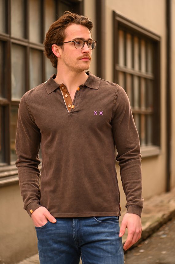 Prepster Polo LS, Coffee Brown